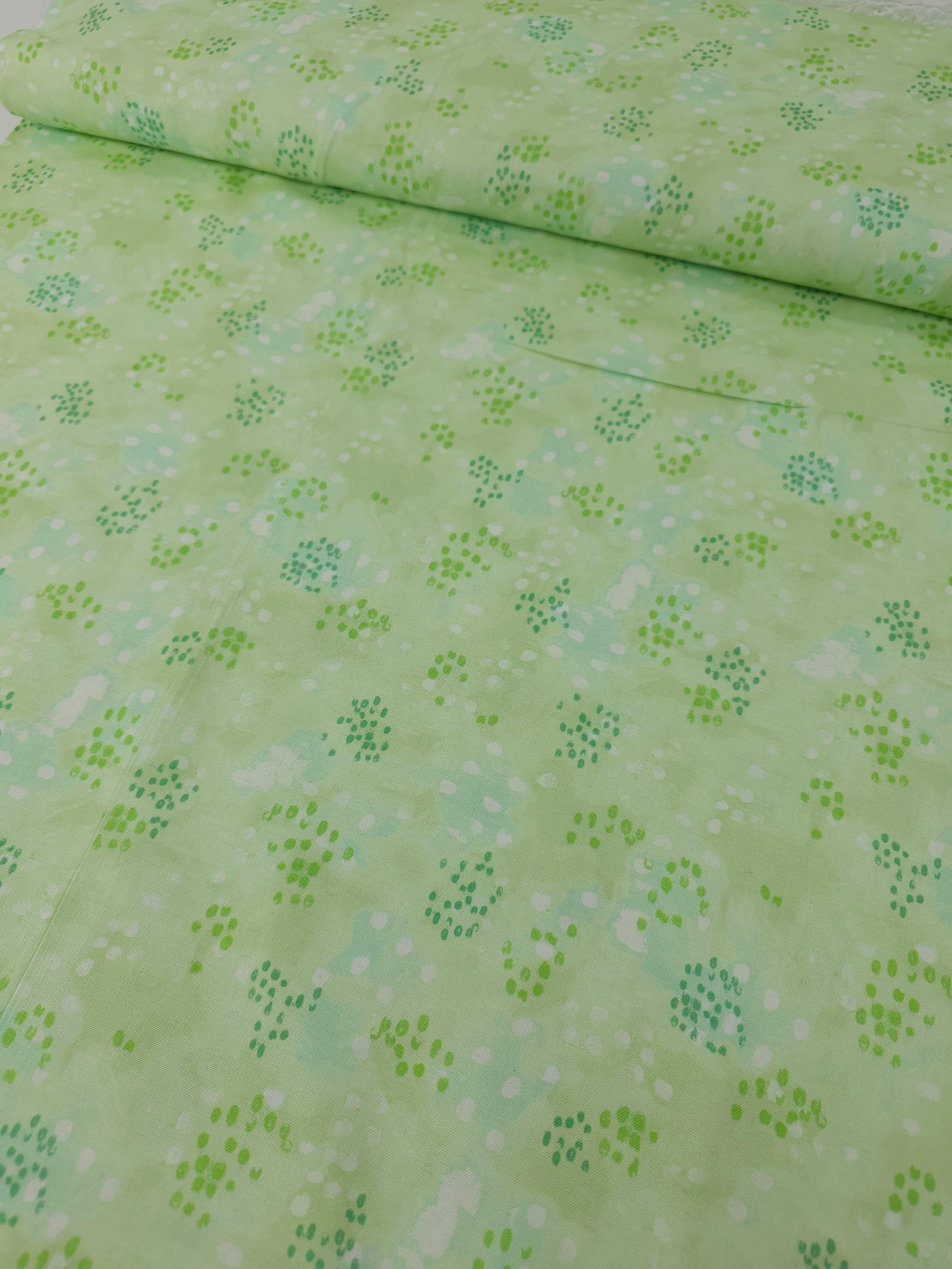 Lime Abstract Speckle Splodge 100% Cotton