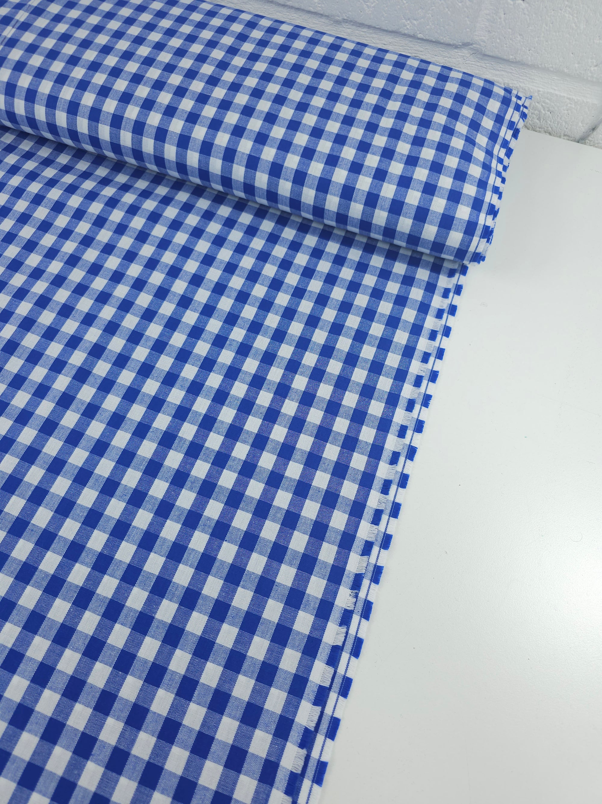 Cobalt Blue Gingham 100% Cotton 55"