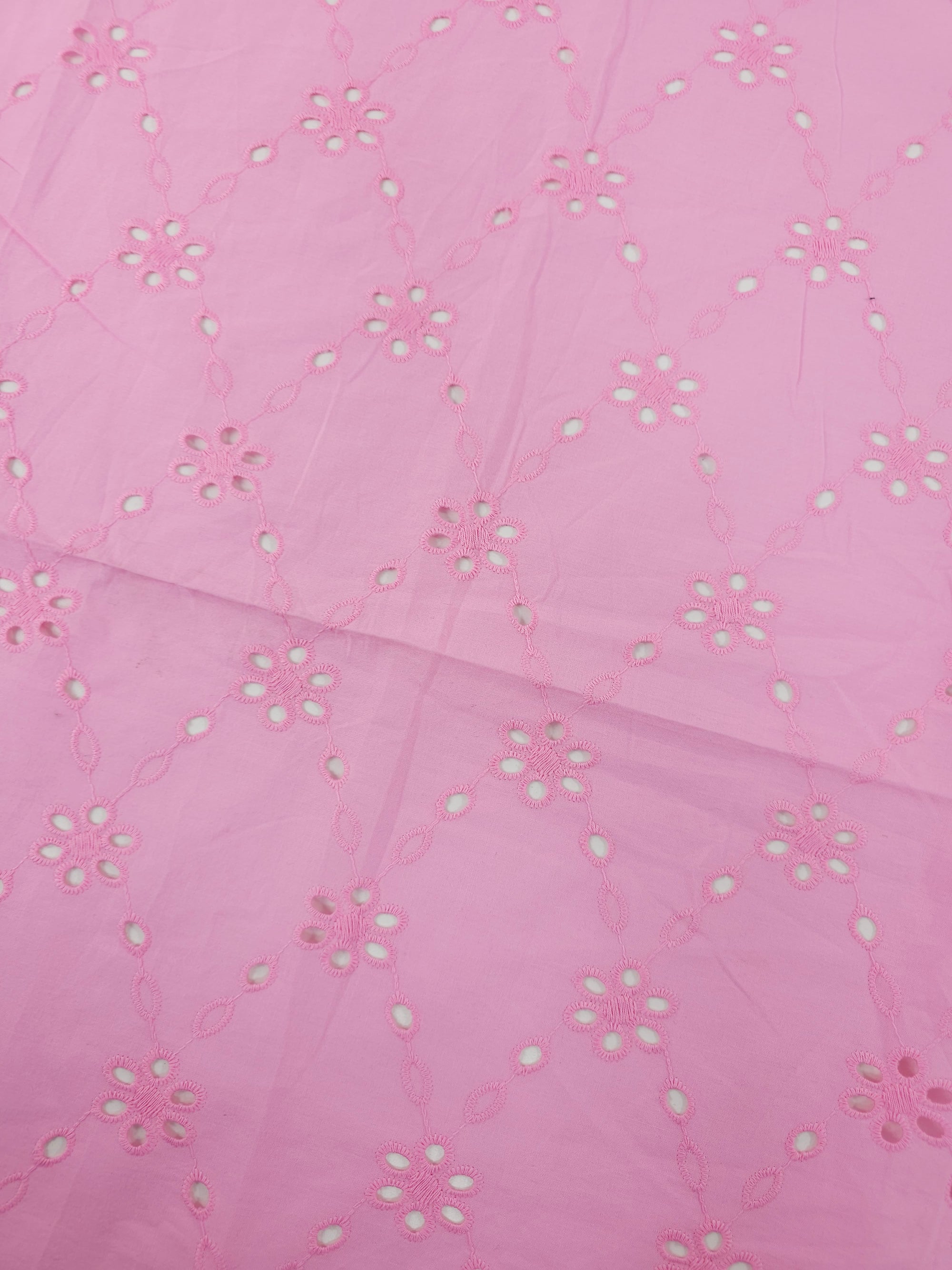 Light Pink Daisy Diamond Cambric Cotton Broderie Anglaise
