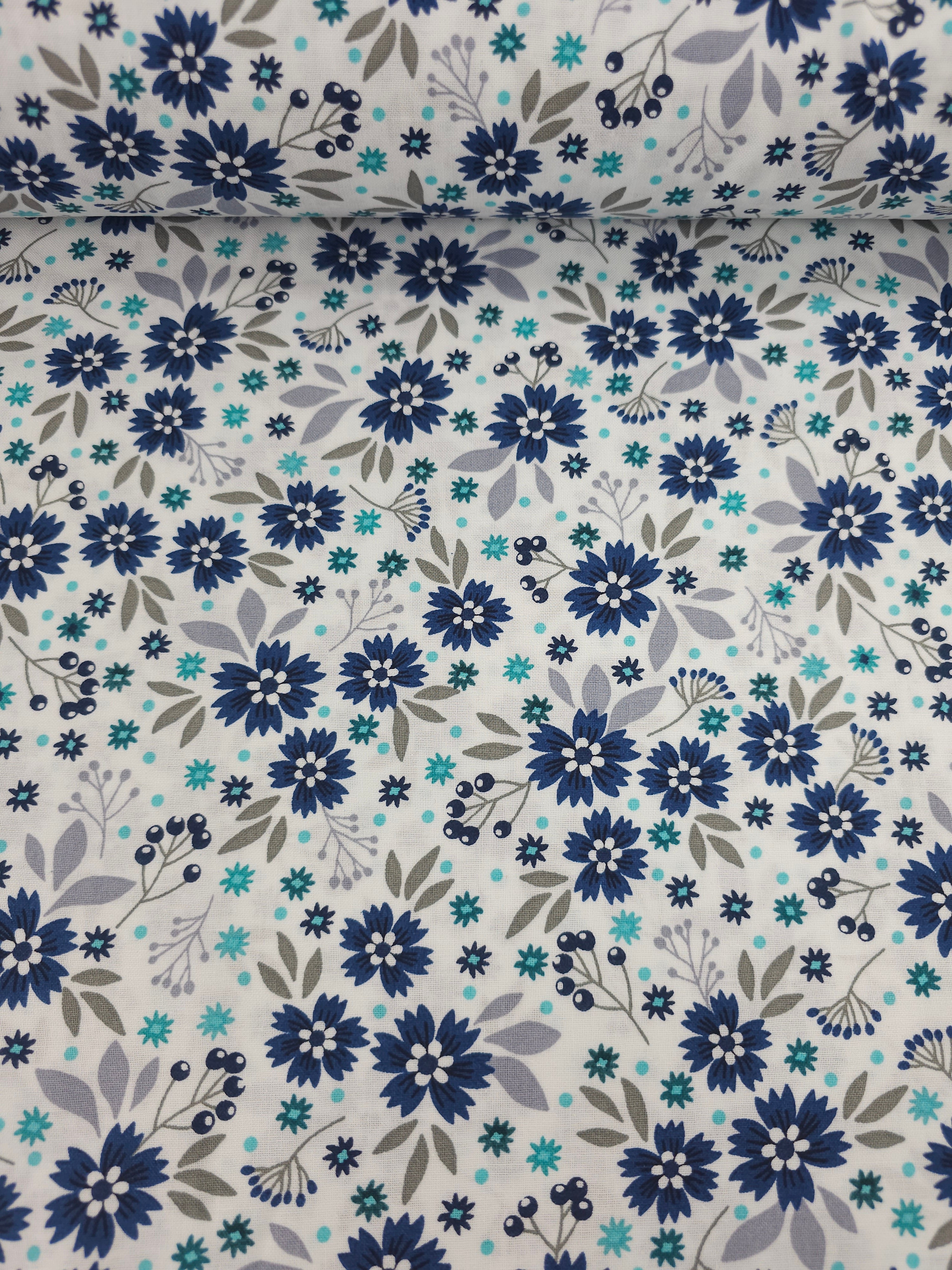 Navy Garden Bloom 100% Cotton