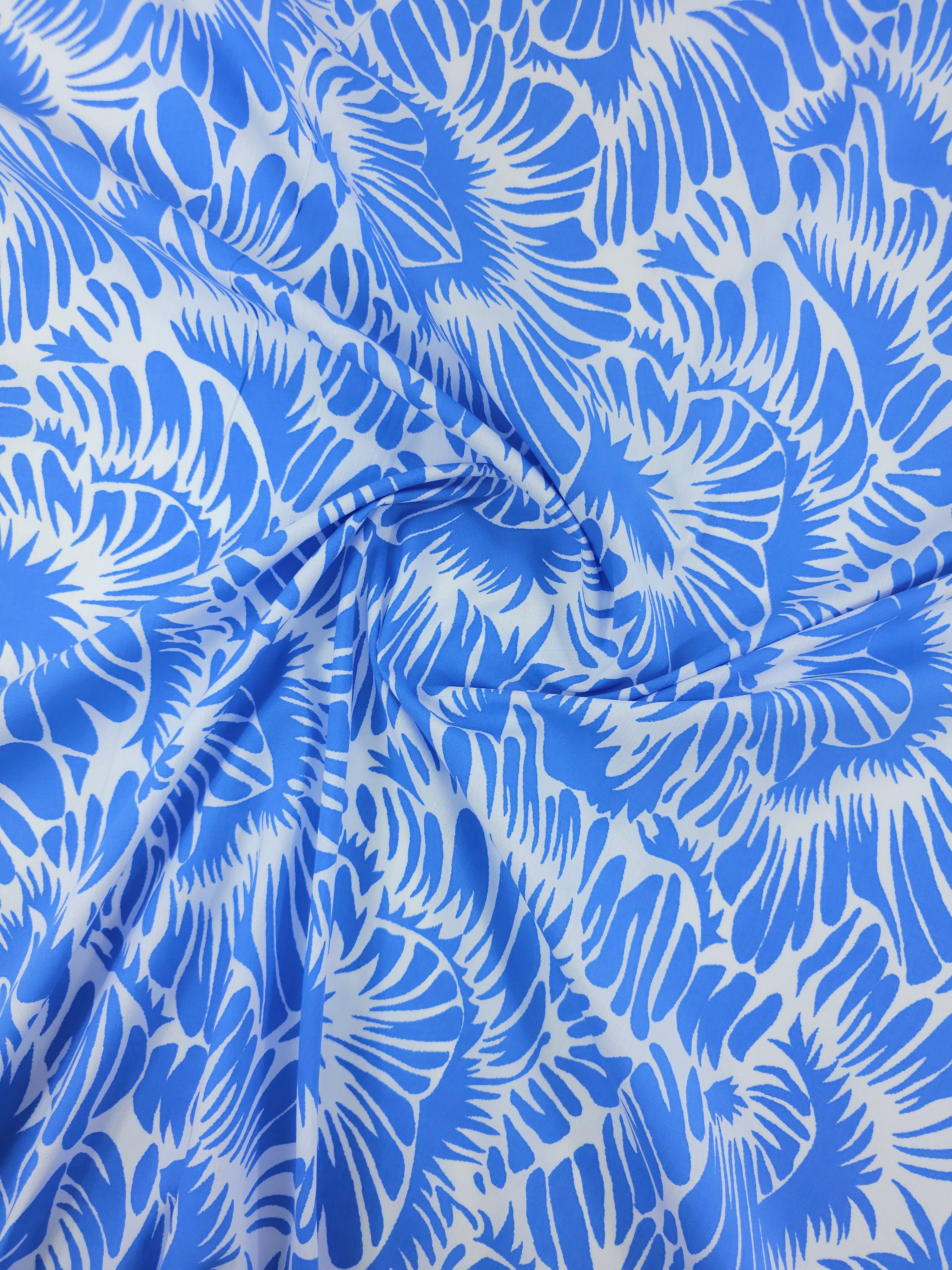 Periwinkle Blur Abstract Fan Leaf Cotton Poplin