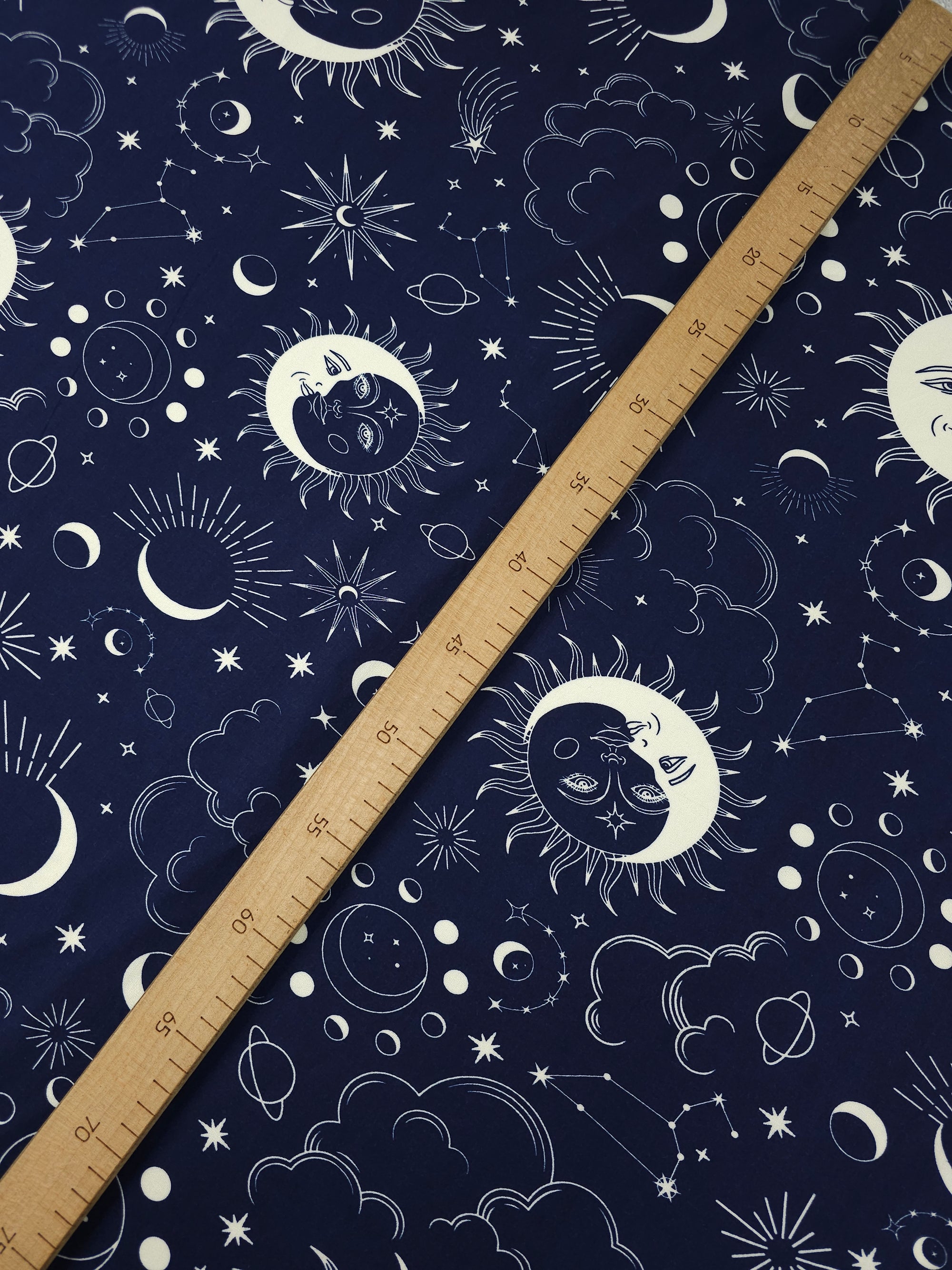 Navy Moon Constellation Viscose Challis