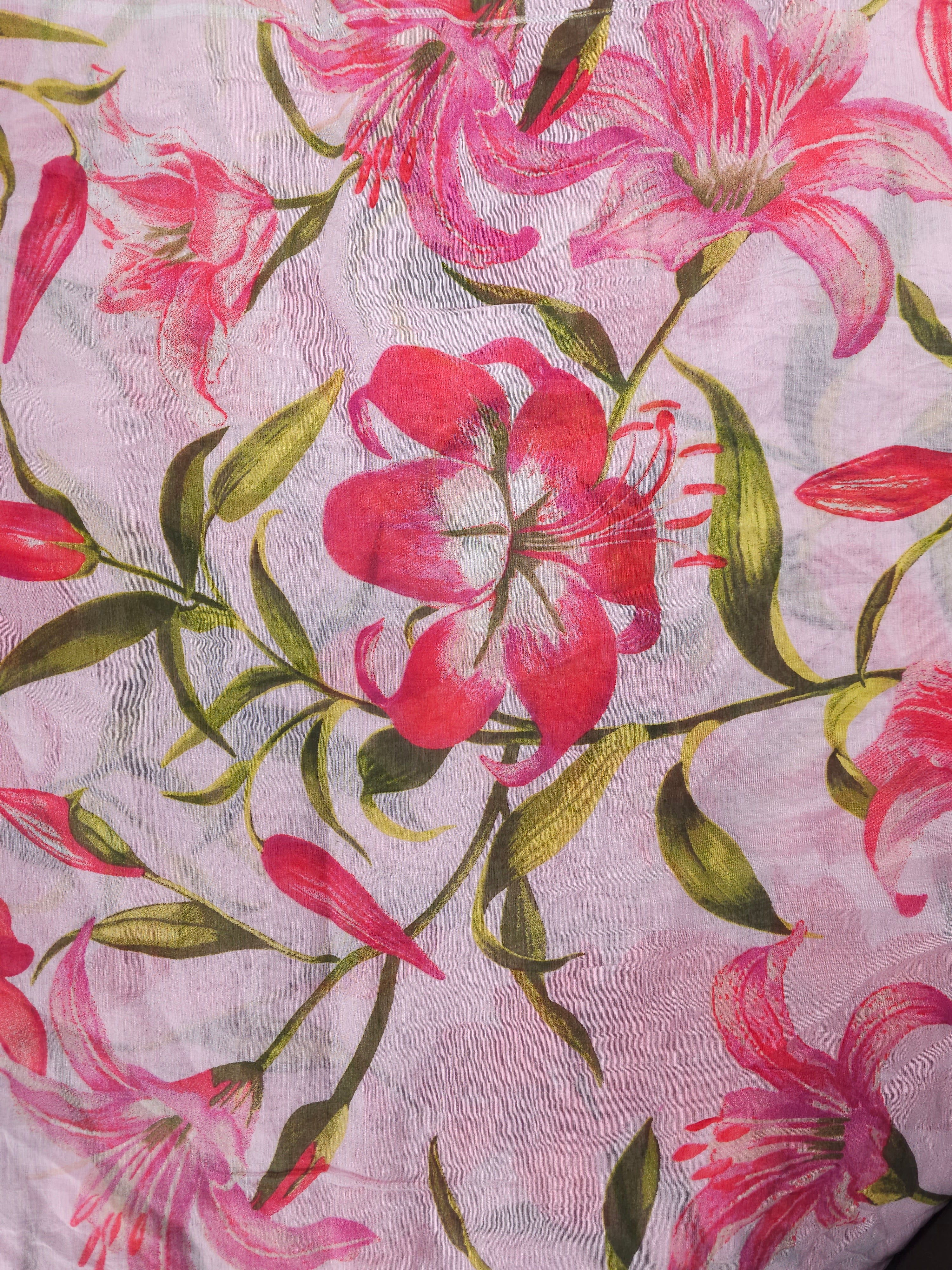 Pastel Floral Viscose Voile (Defect) - 4.8m Piece