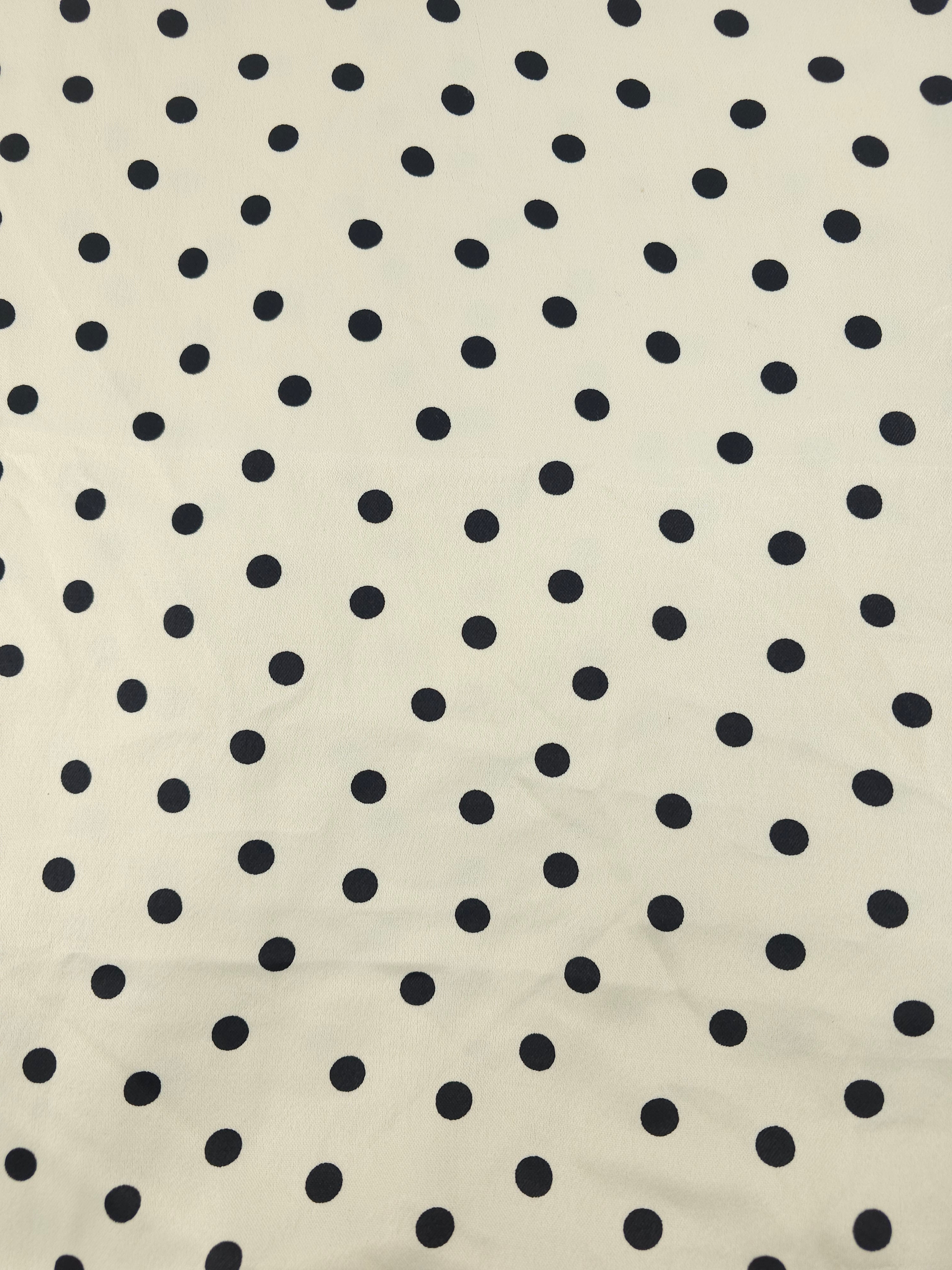 Off white polka Viscose sateen- 5.5m piece