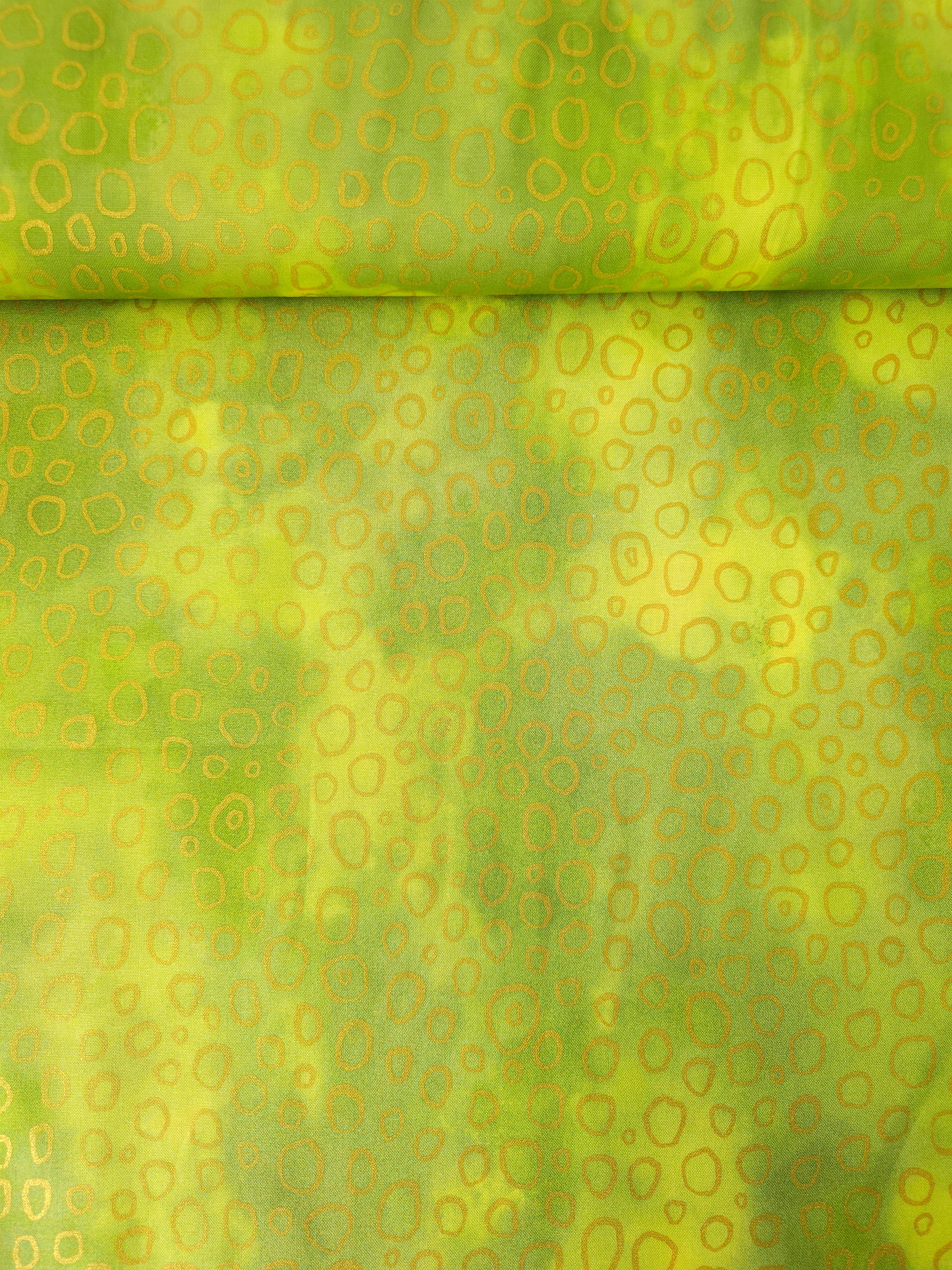 Lime Green/Gold Irregular O 100% Cotton - Robert Kaufman