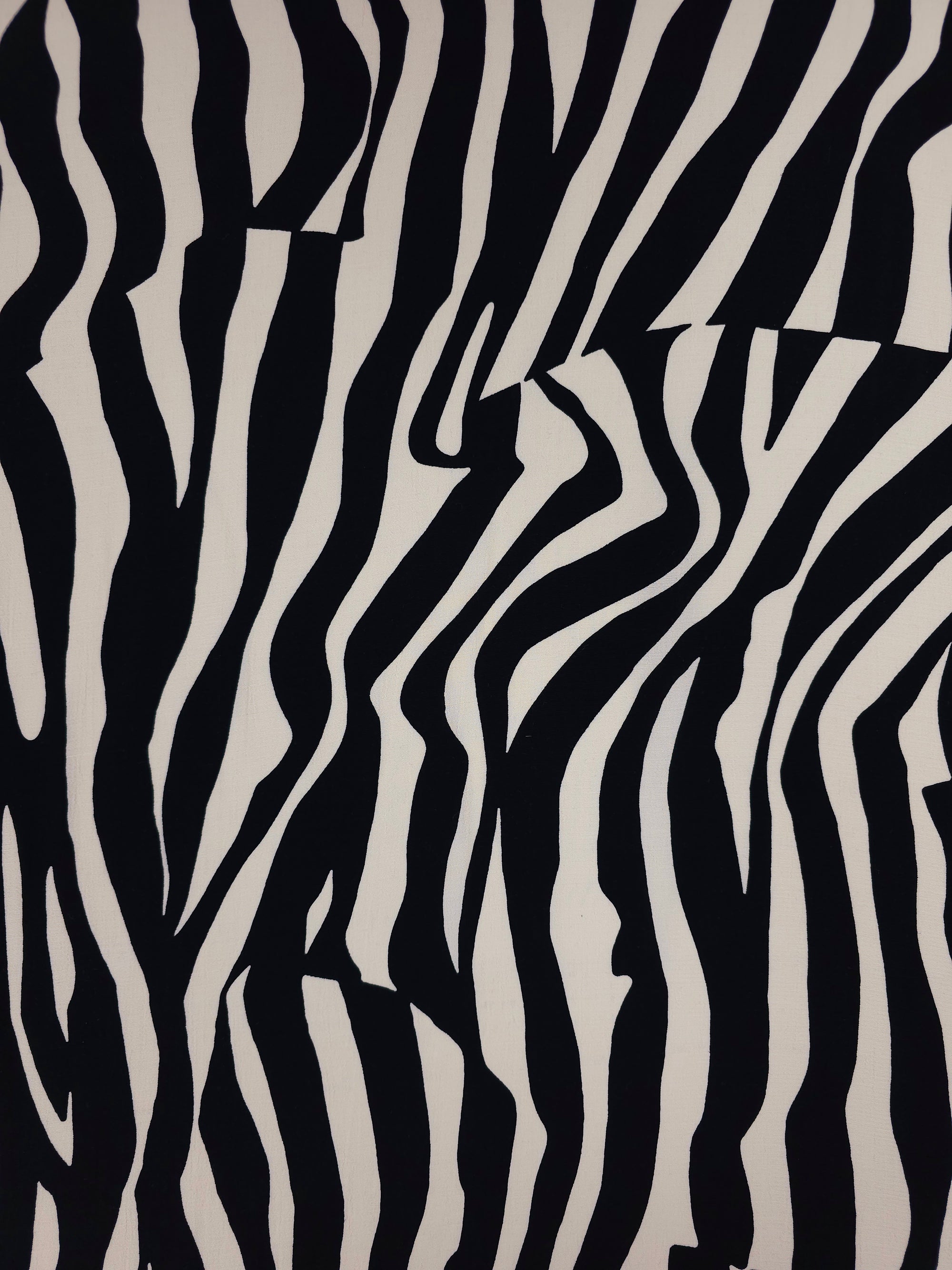 Black/Cream Abstract Zebra Viscose Crepe
