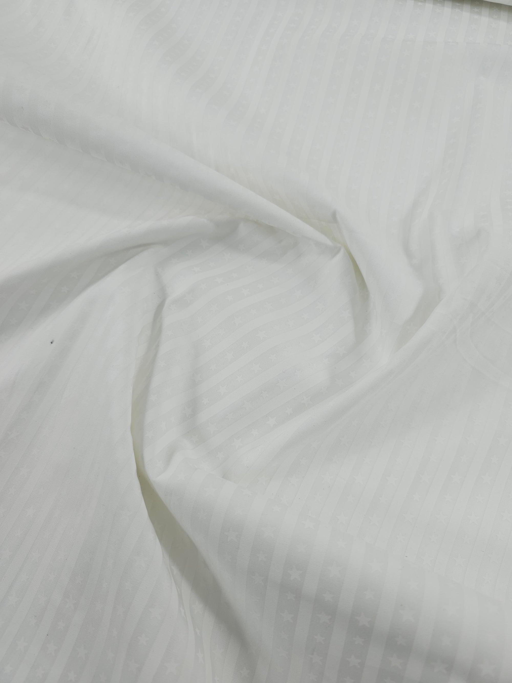 Star Stripe White On White Tonal 100% Cotton - Benartex