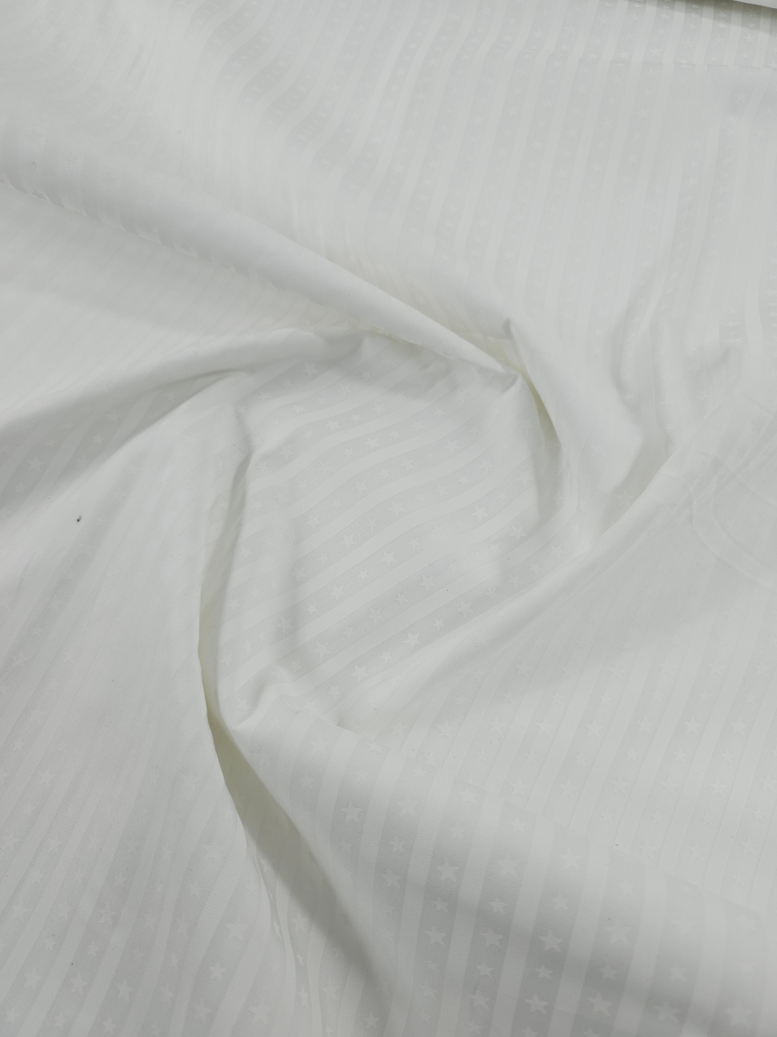 Star Stripe White On White Tonal 100% Cotton - Benartex