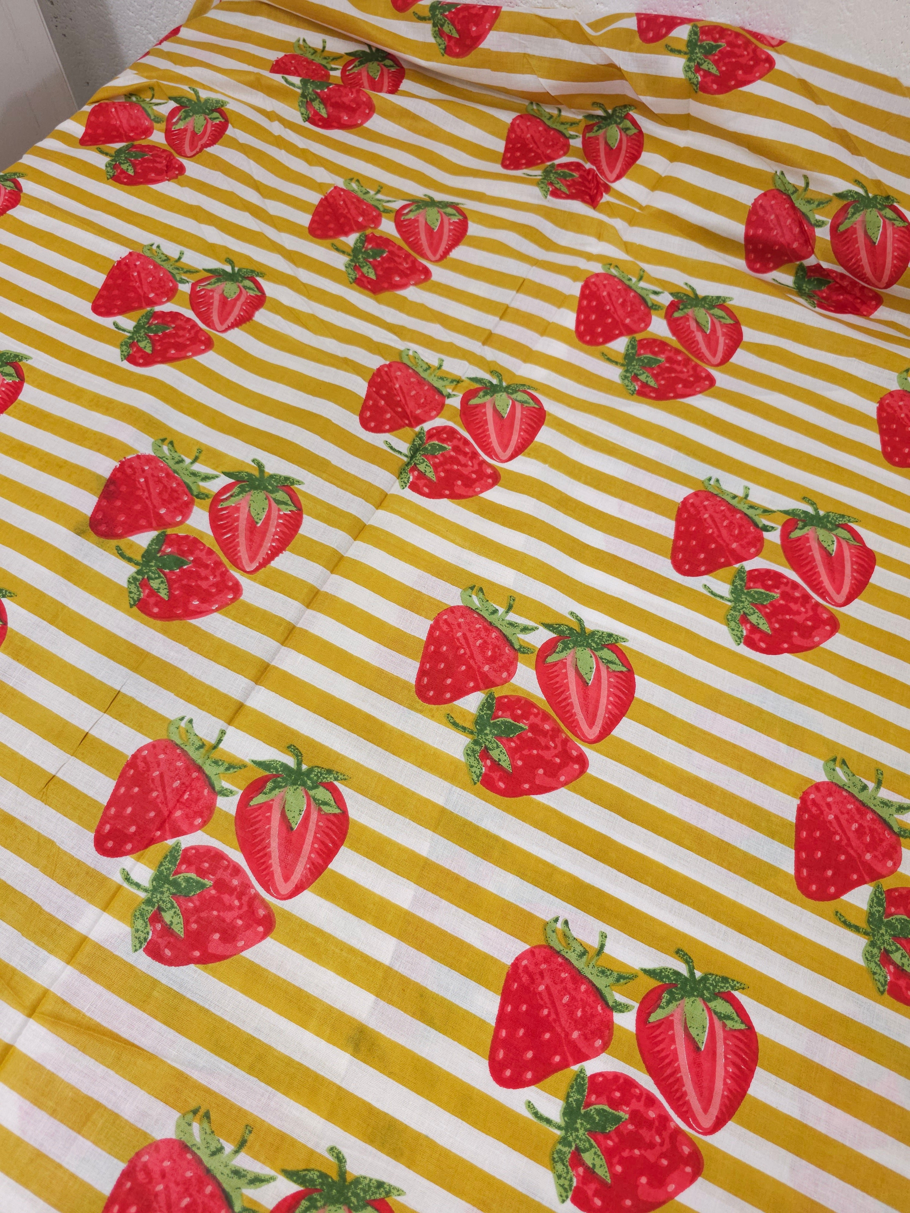 Marigold Strawberry Stripe Lightweight Cambric Cotton