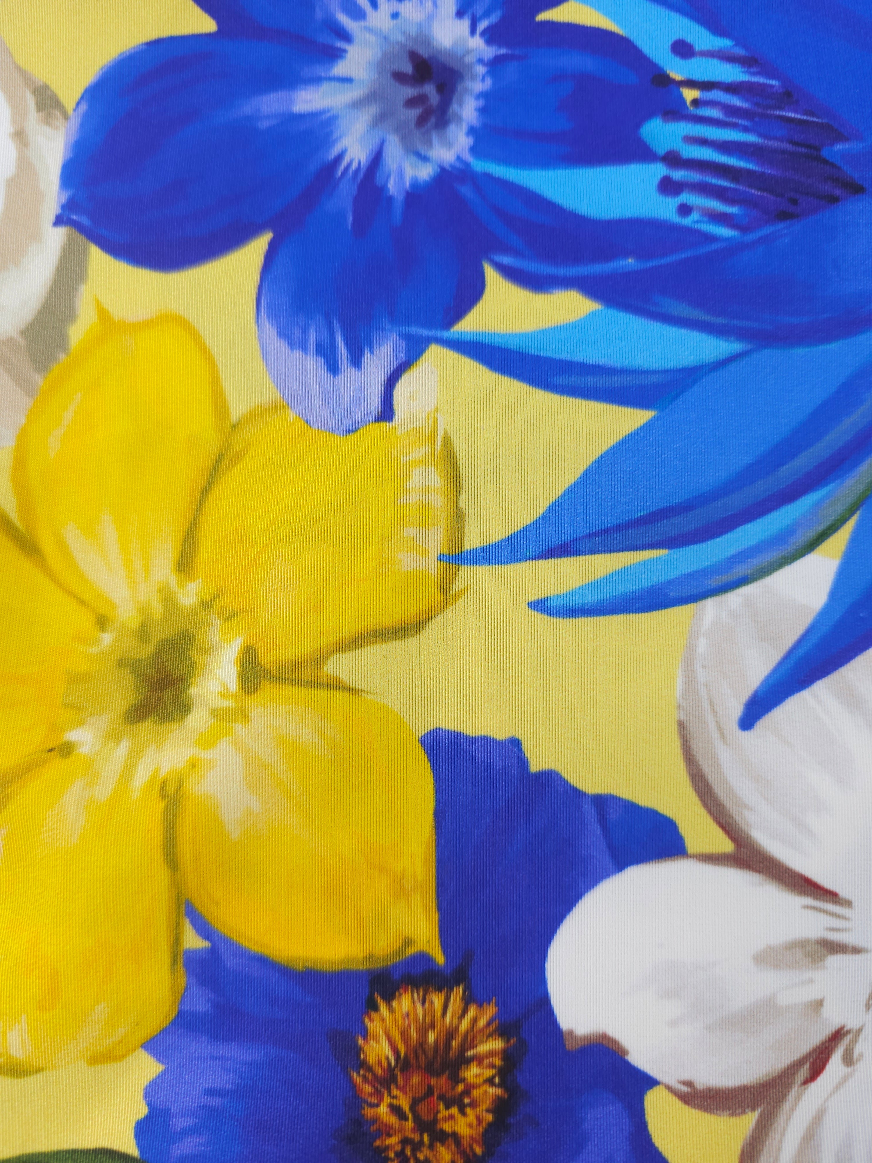 Blue and yellow floral Cotton- 2m piece