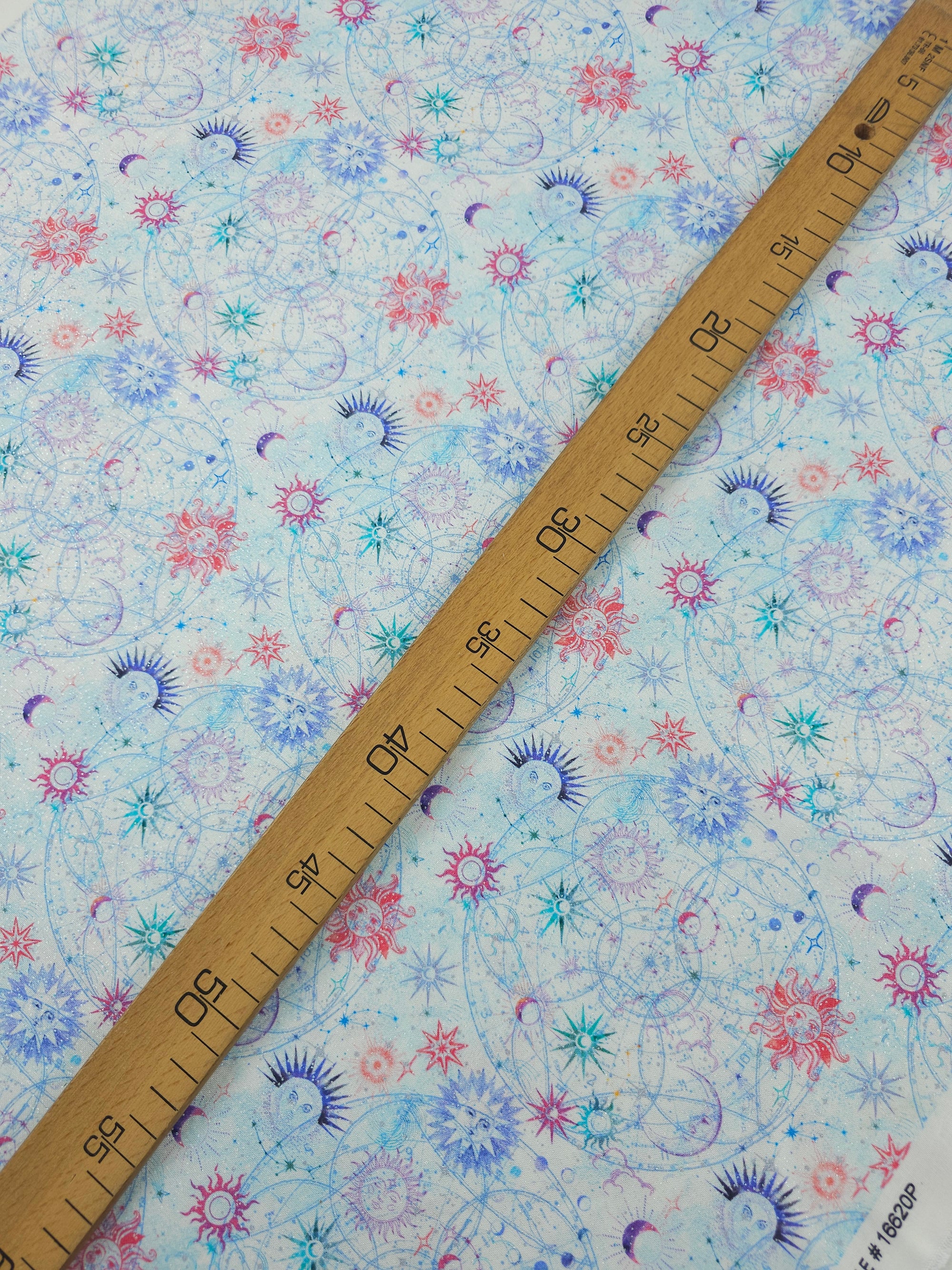 Light Blue/Silver Celestial Skies 100% Cotton - Benartex
