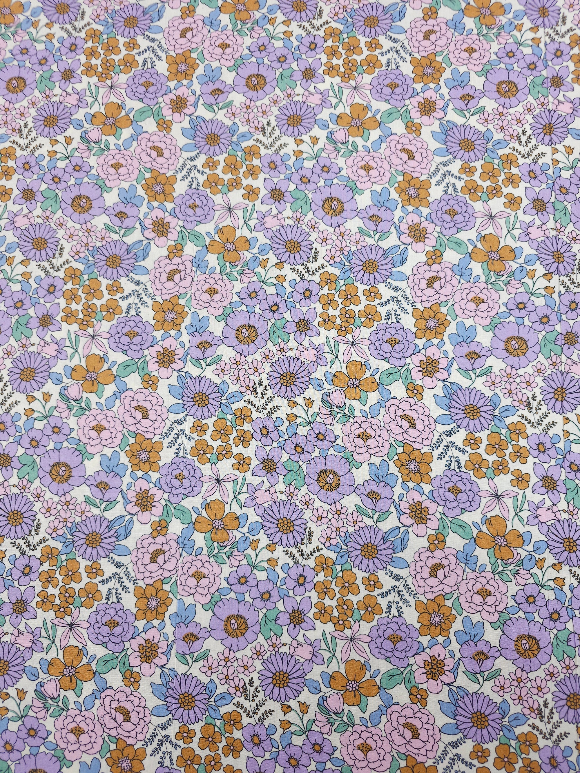 Pinky Lilac/Bronze Floral Bloom Lightweight Cotton 57"