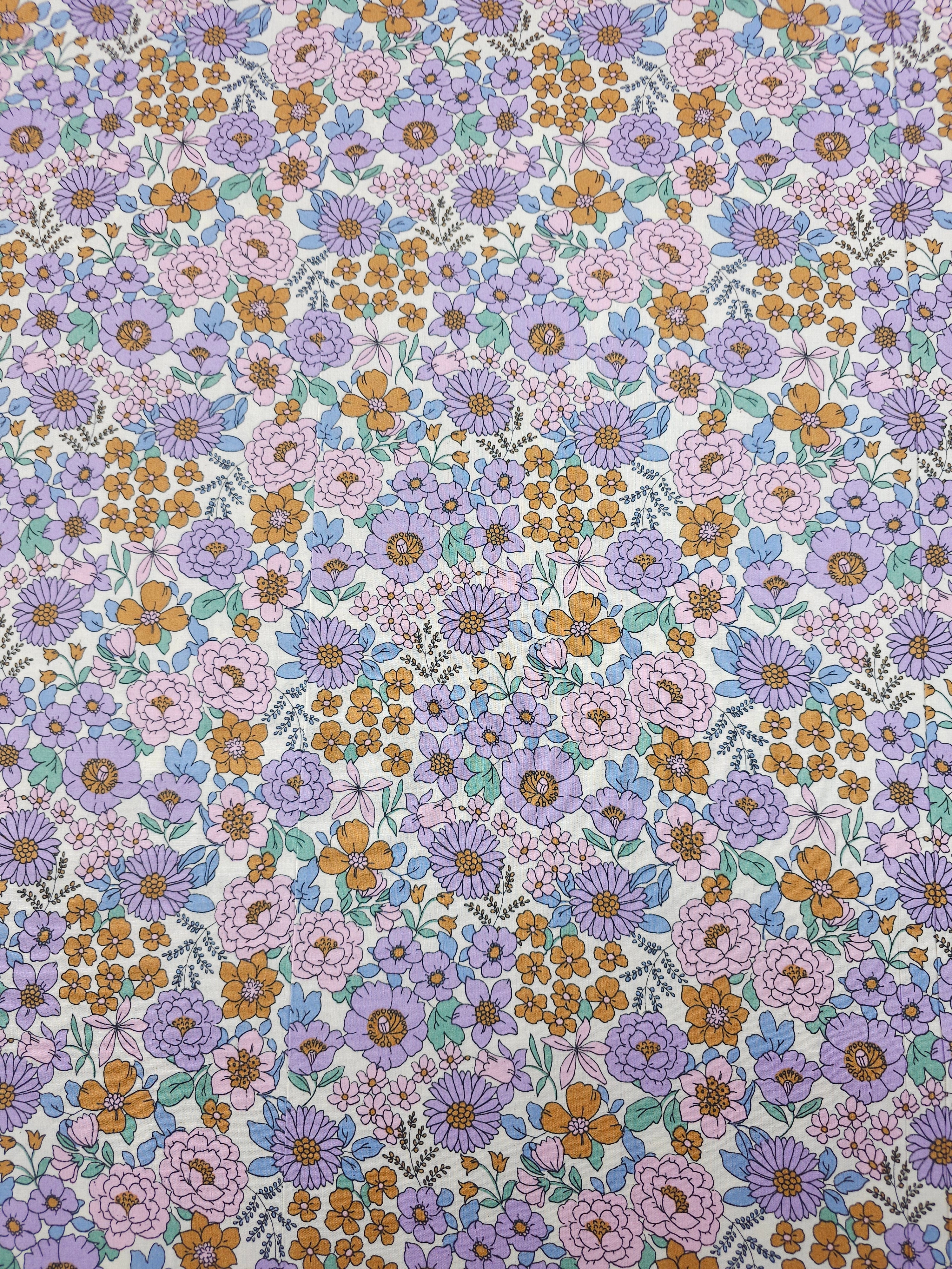Pinky Lilac/Bronze Floral Bloom Lightweight Cotton 57"