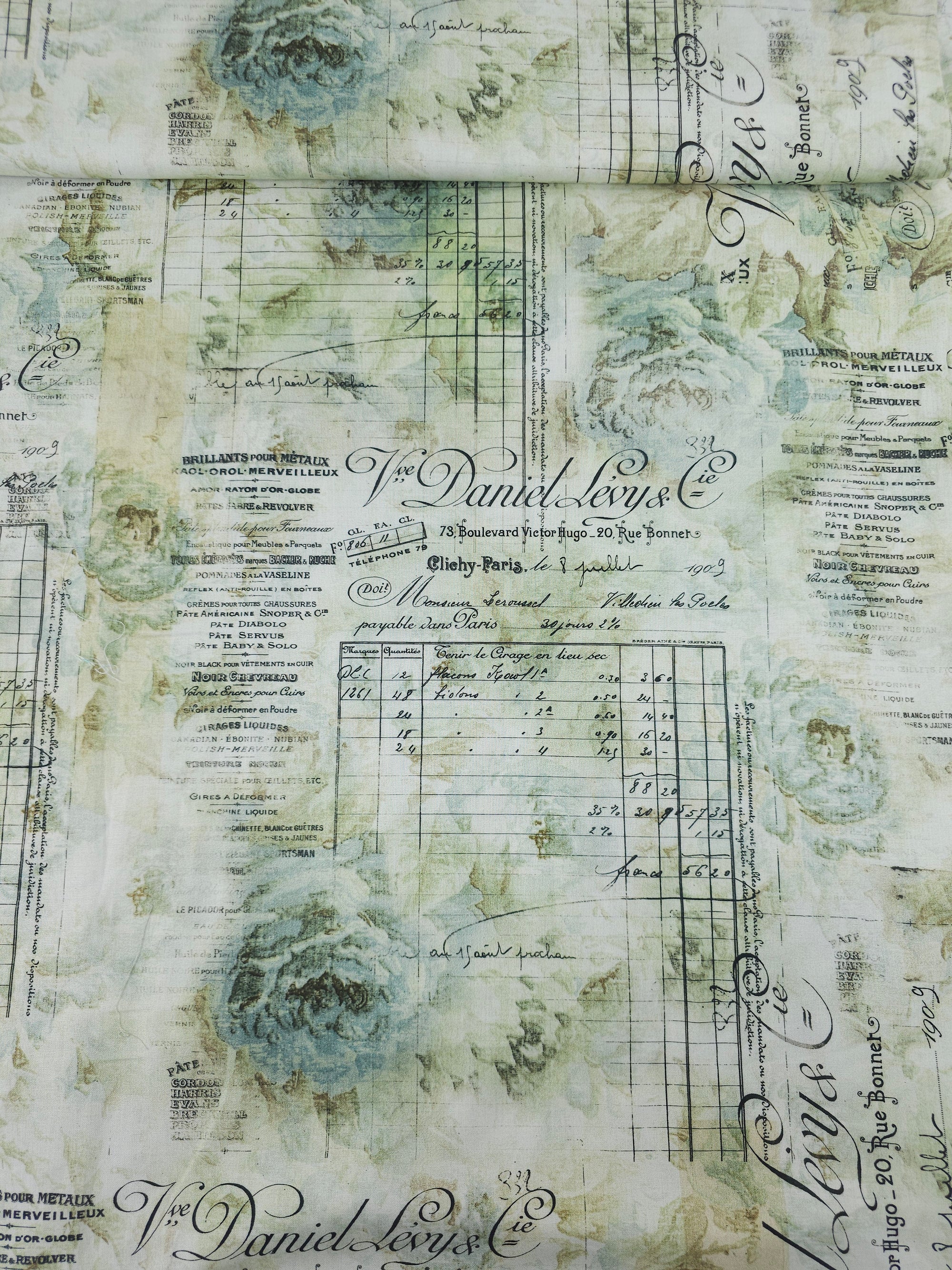 Parisian Receipt 100% Cotton - Free Spirit