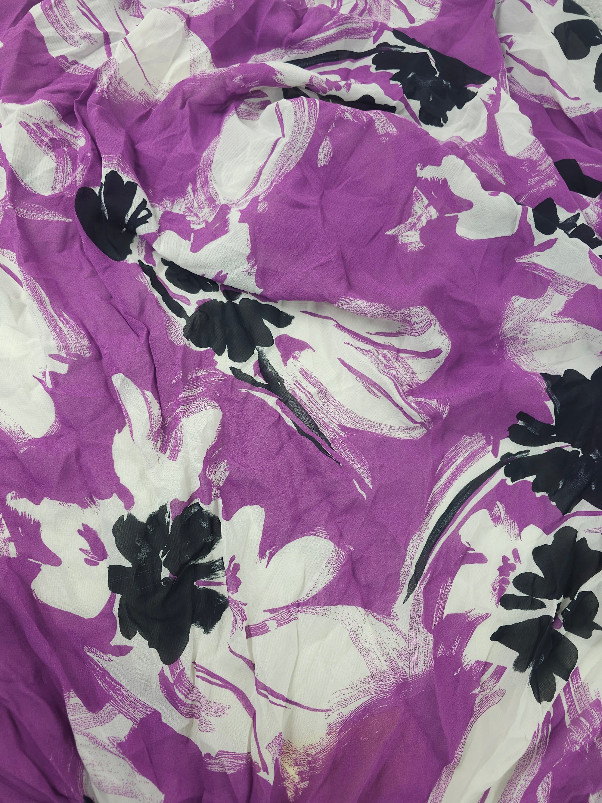 Magenta purple floral Viscose crepe- 2m piece