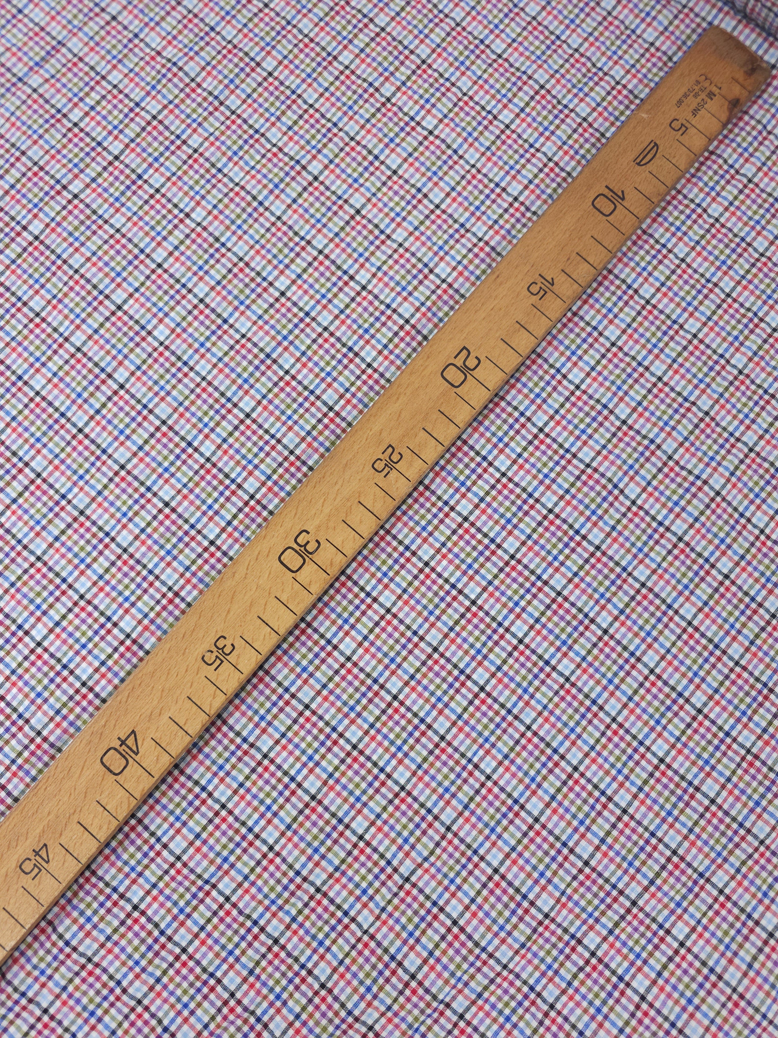 Multicolour Mini Tartan Crinkle Poly Cotton