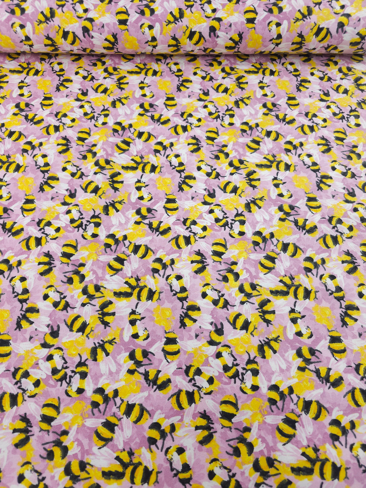 Mauve Bee Field Lightweight Flannel Cotton - Joann