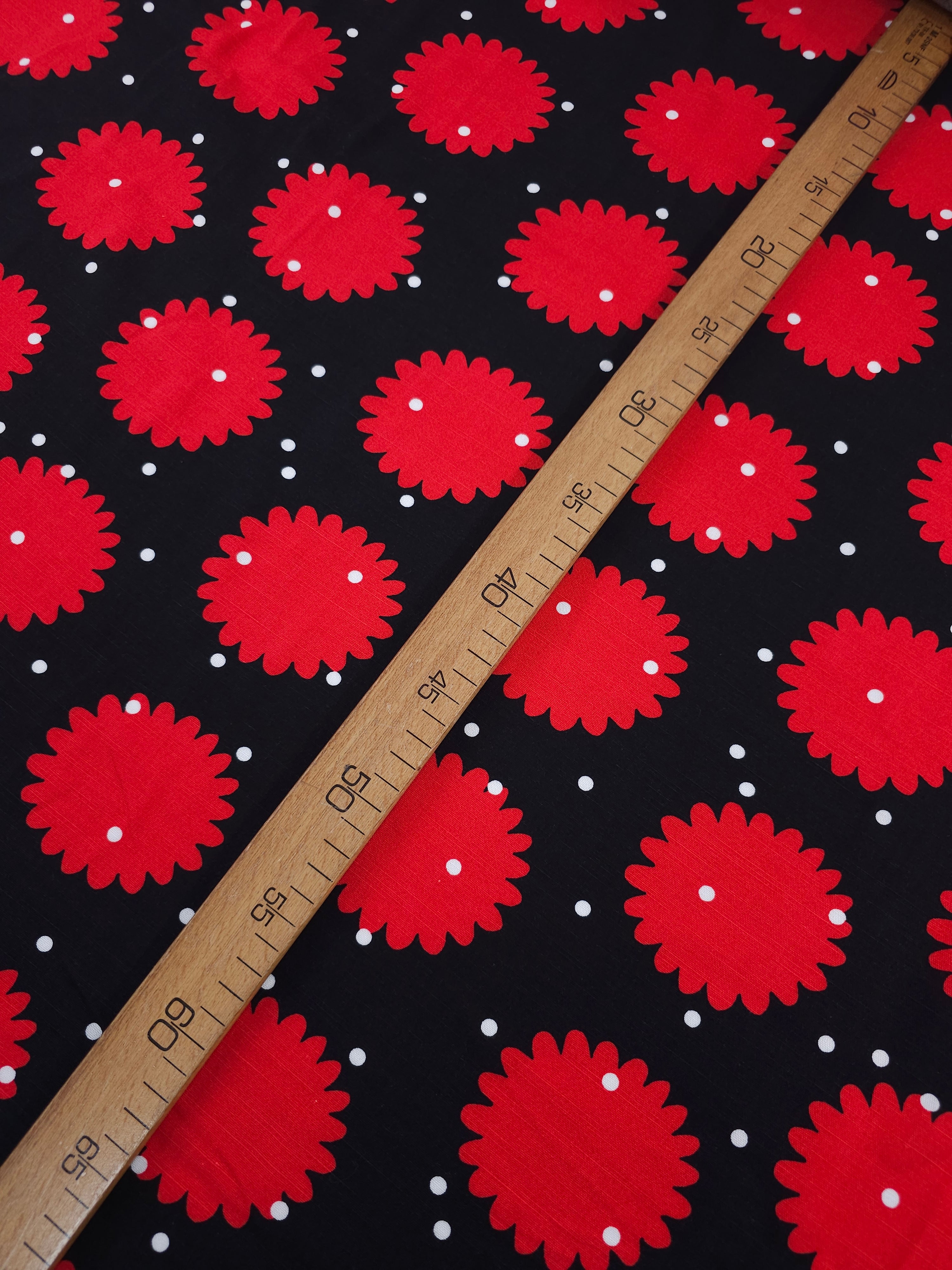 Red/Black Puff Polka Cotton Viscose