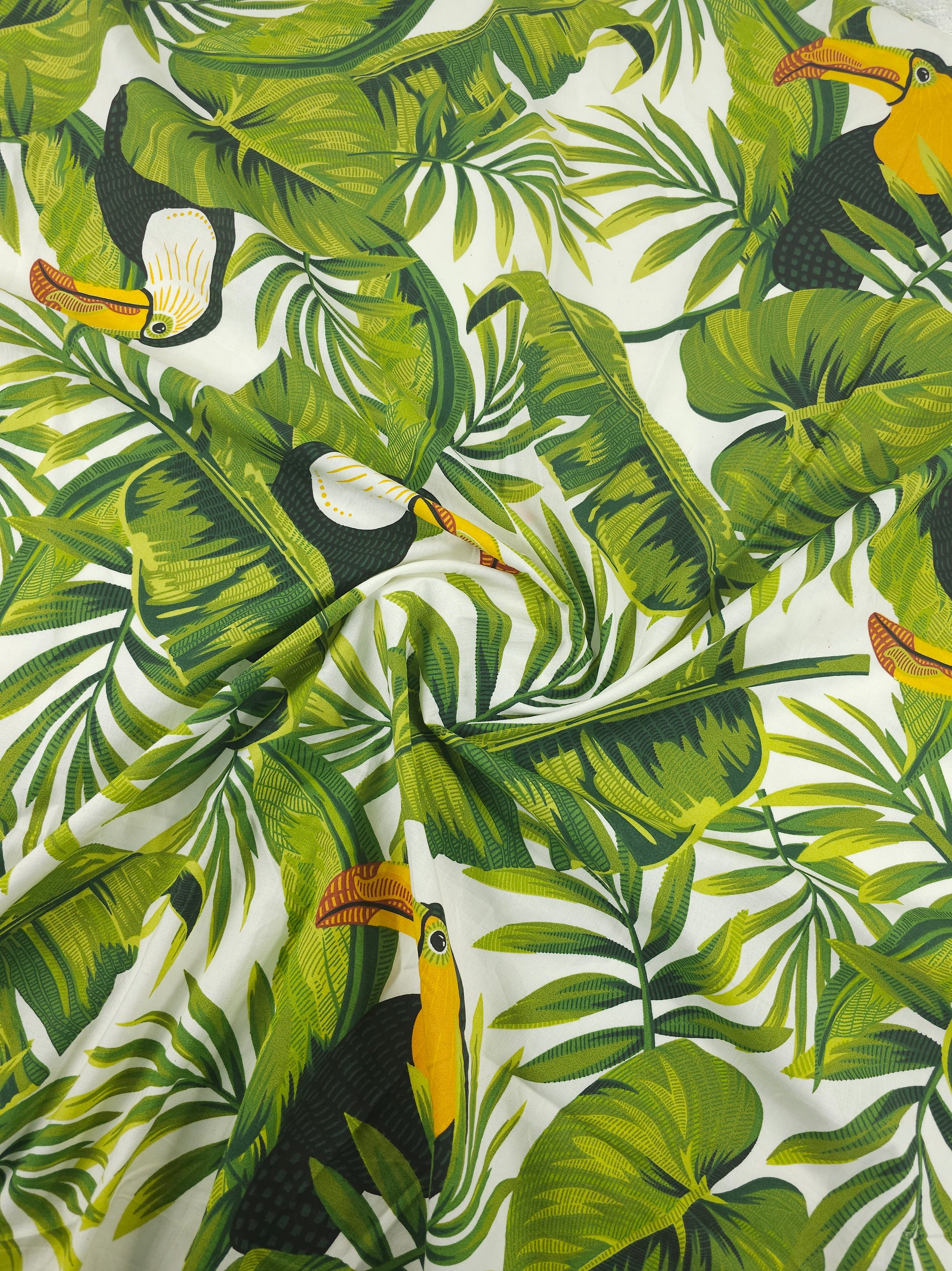 Tropical Leaf Toucan Cotton Poplin