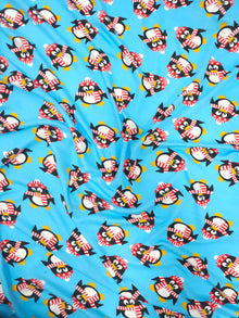  Light Blue Penguin Viscose Jersey