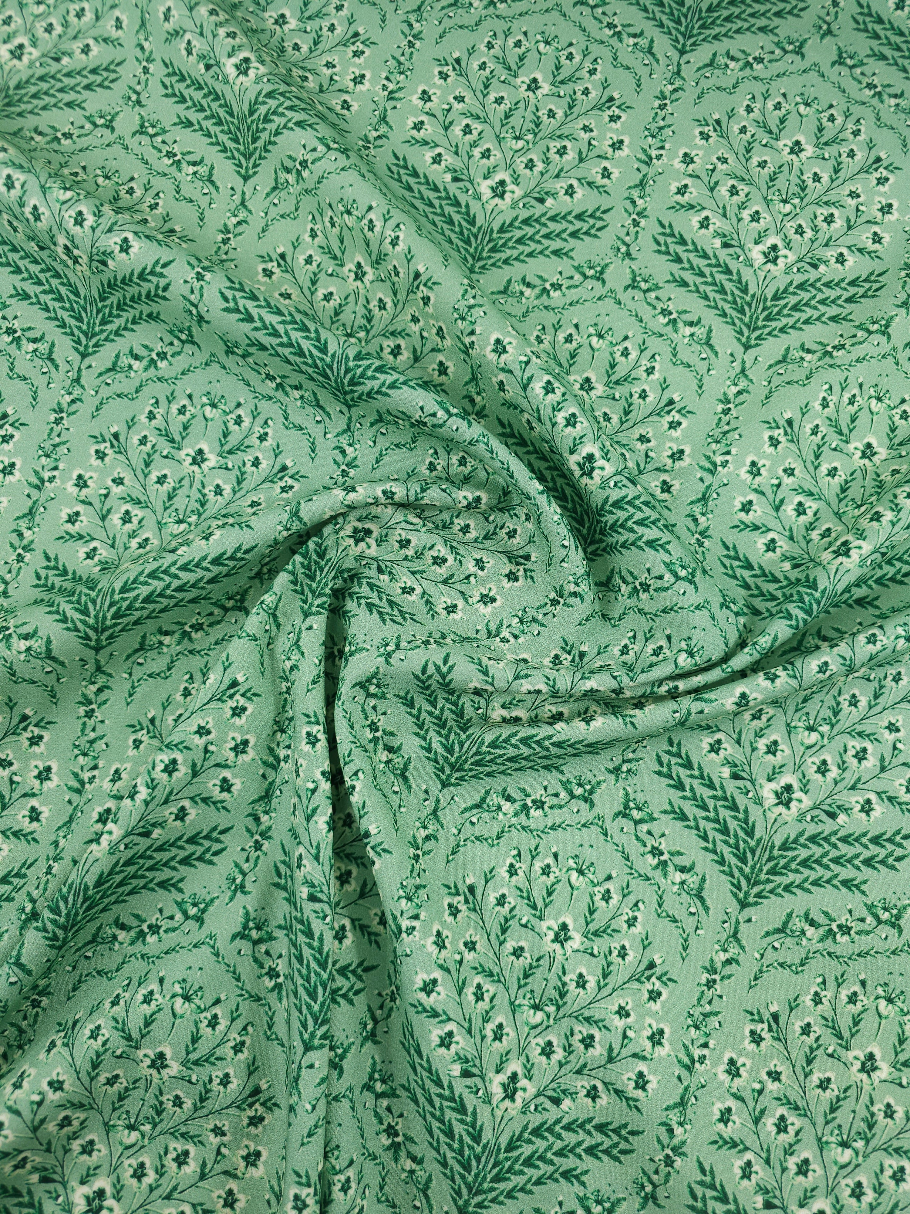 Minty Sage Green Flower Display Soft Cotton Stretch