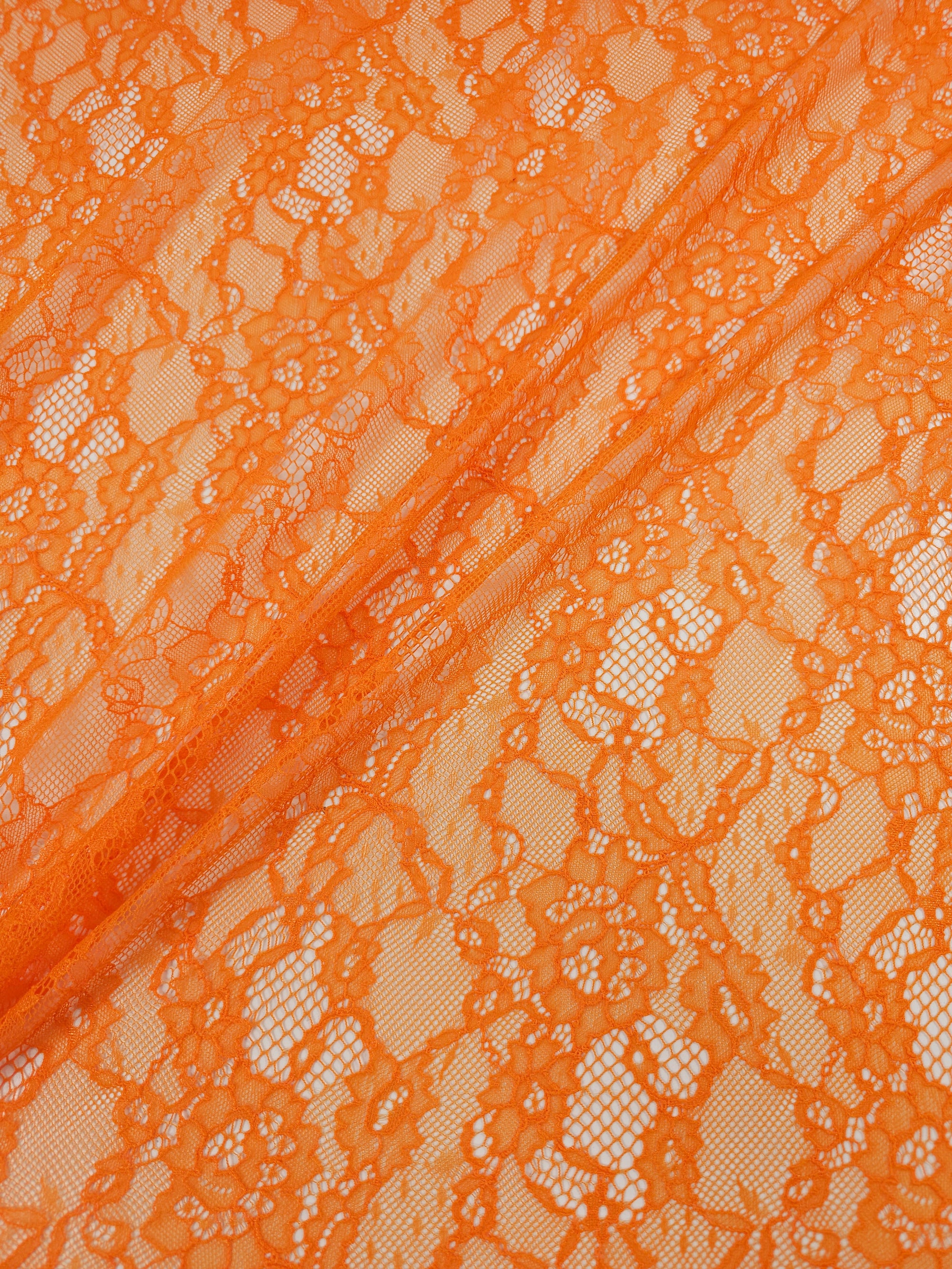 Orange Abstract Floral Mesh Lace