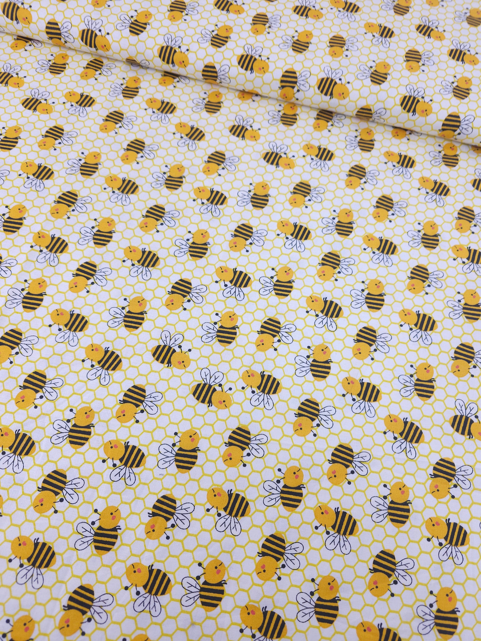 Busy Honeycomb Bees 100% Cotton