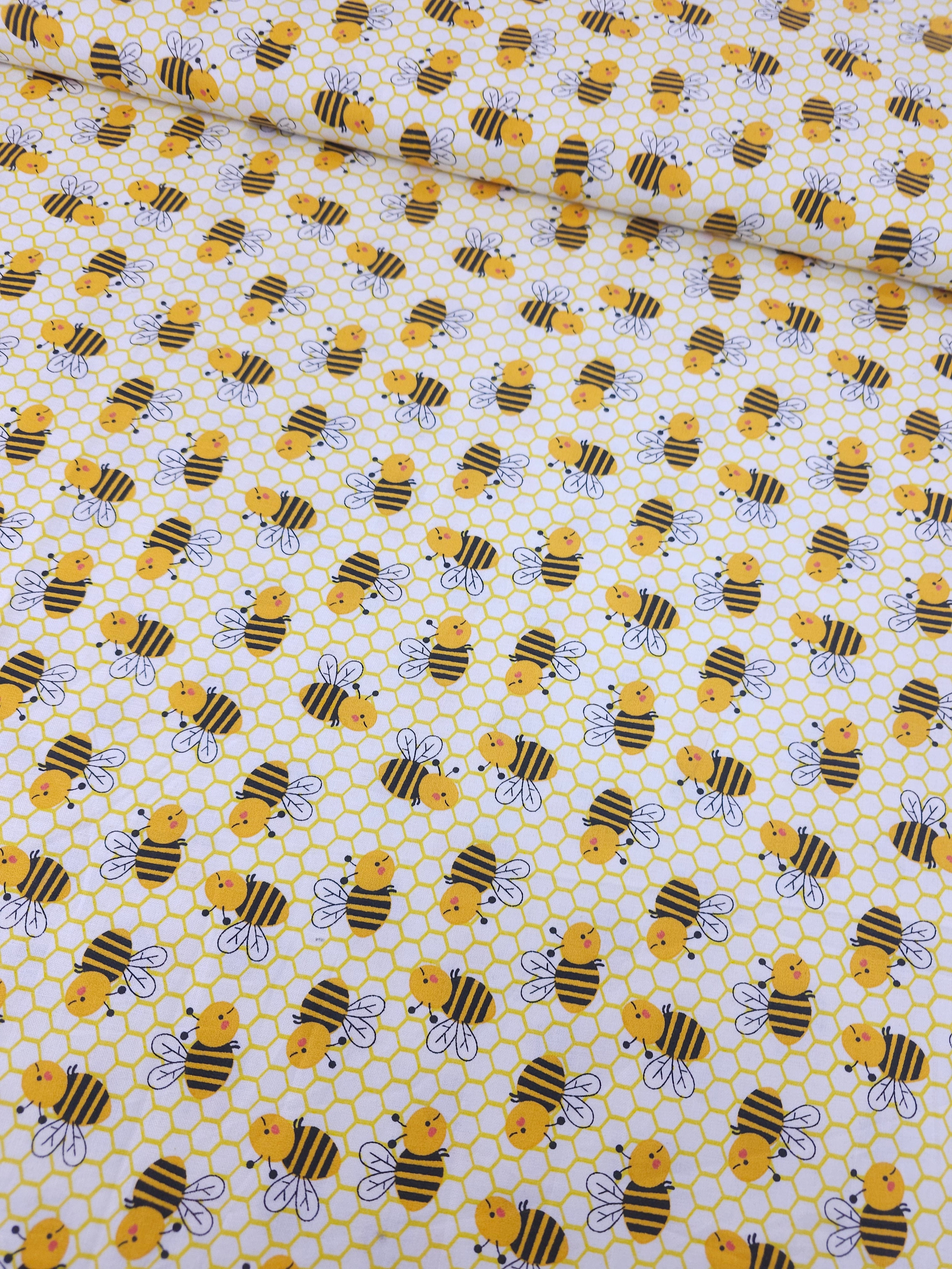 Busy Honeycomb Bees 100% Cotton
