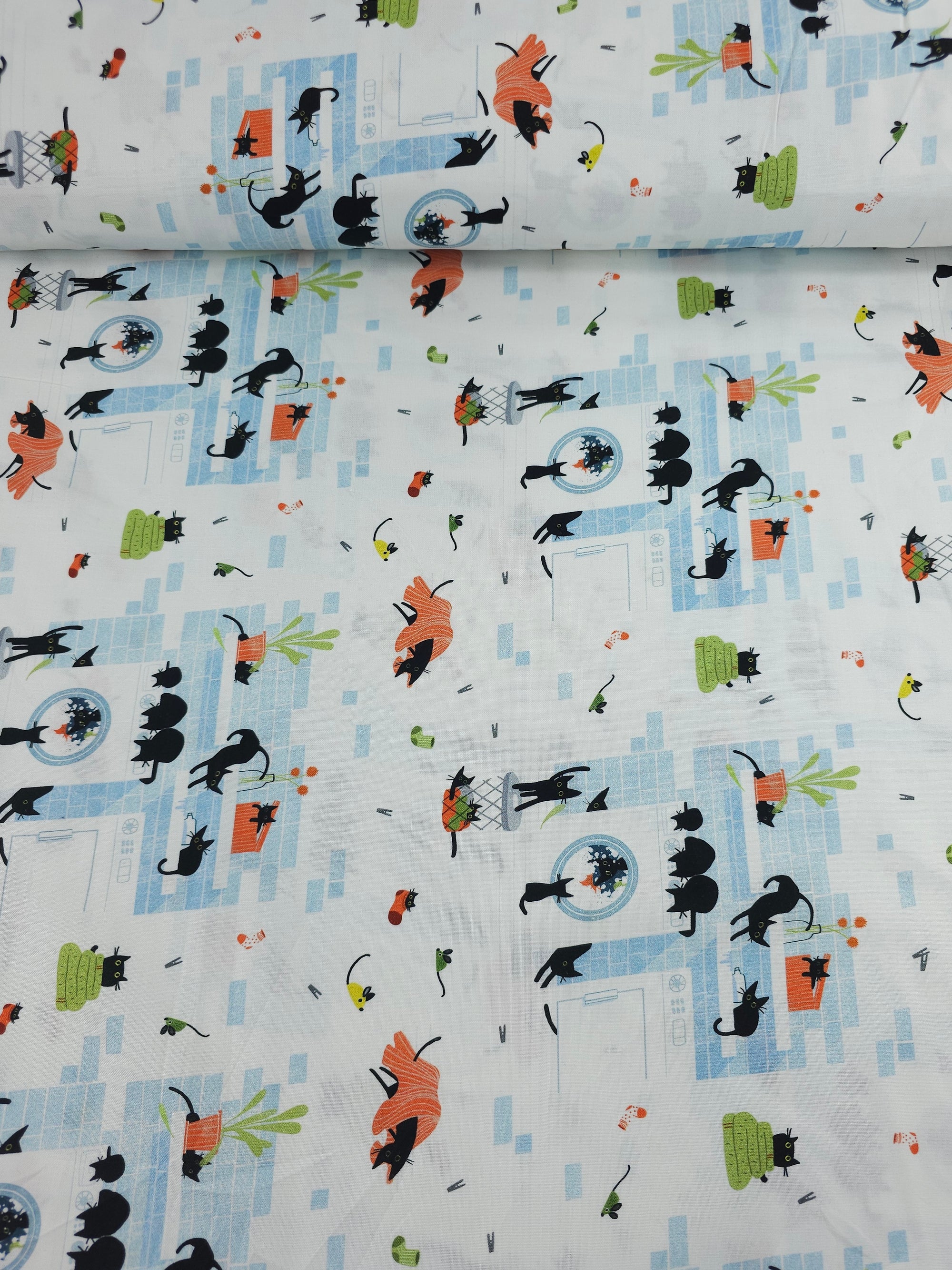 Cats In The Laundry 100% Cotton