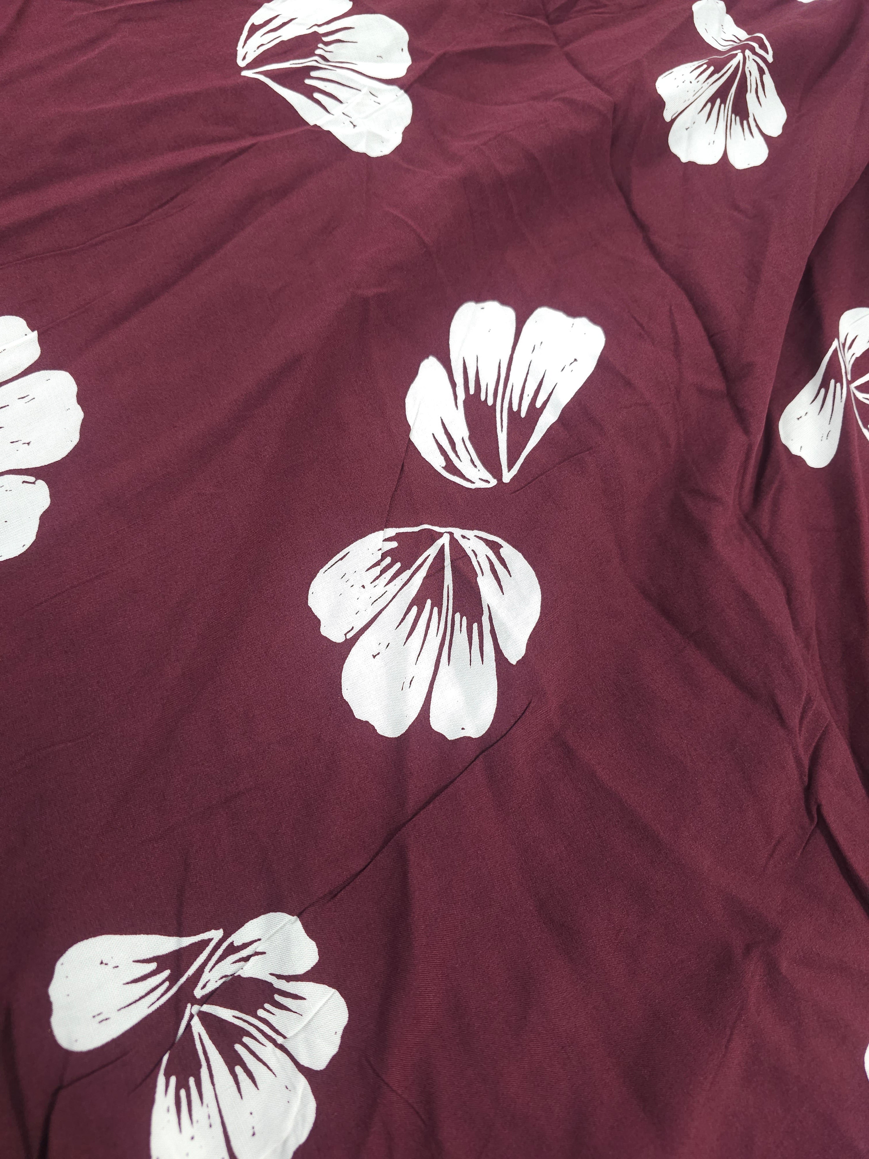 Burgandy petals Viscose chalis- 5.5m piece