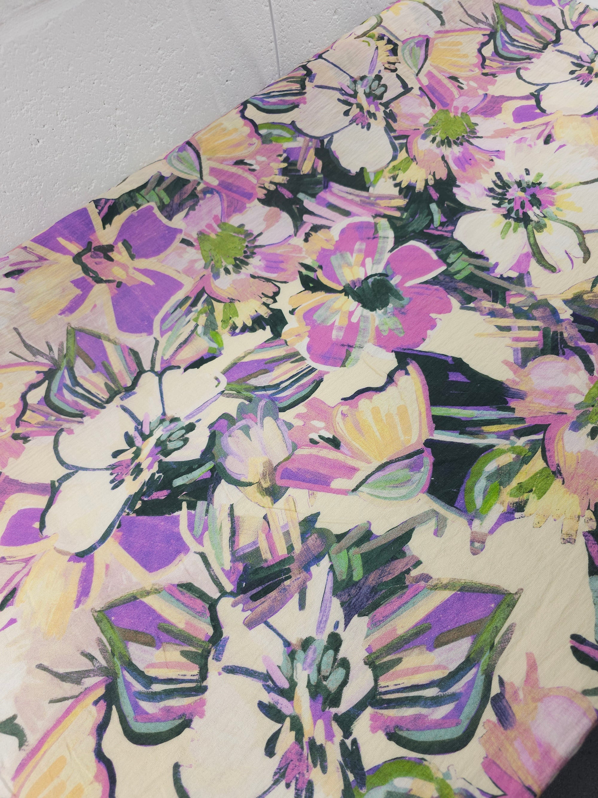 Purple Tones Watercolour Crinkle Viscose