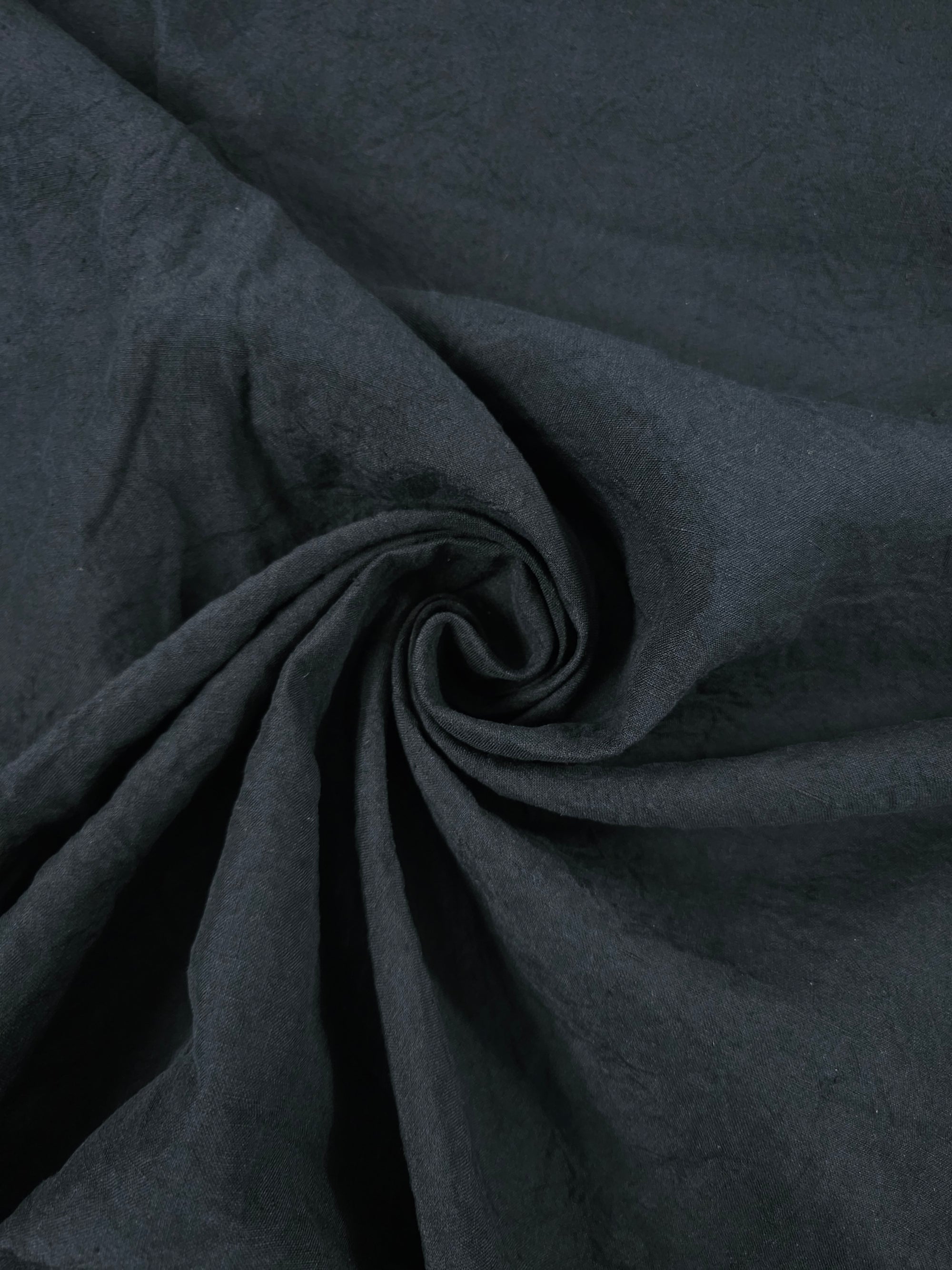Black Textured Crinkle Cotton