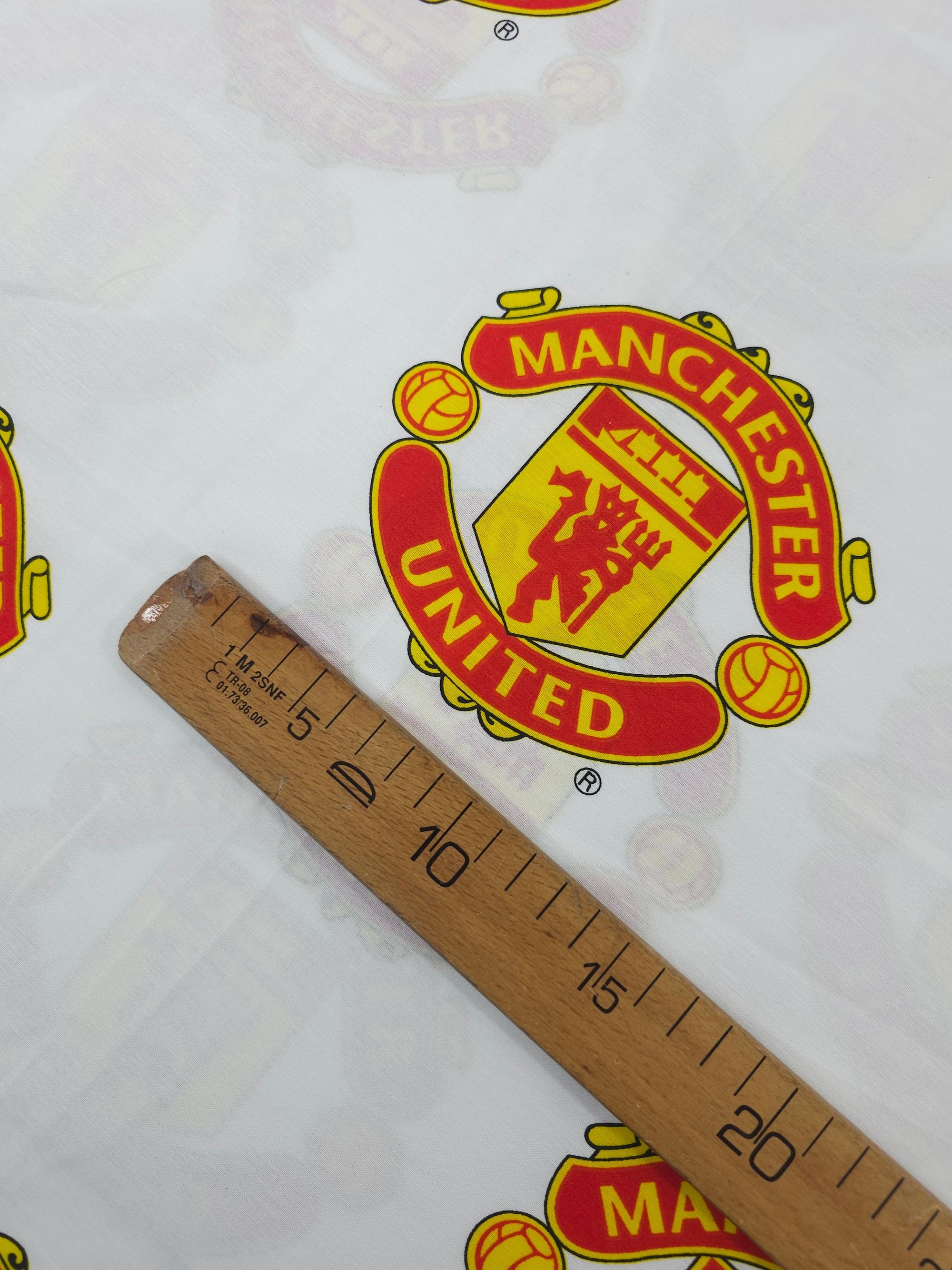 White Manchester United FC Emblem 100% Cotton Football Fabric 94" *EXTRA WIDE*