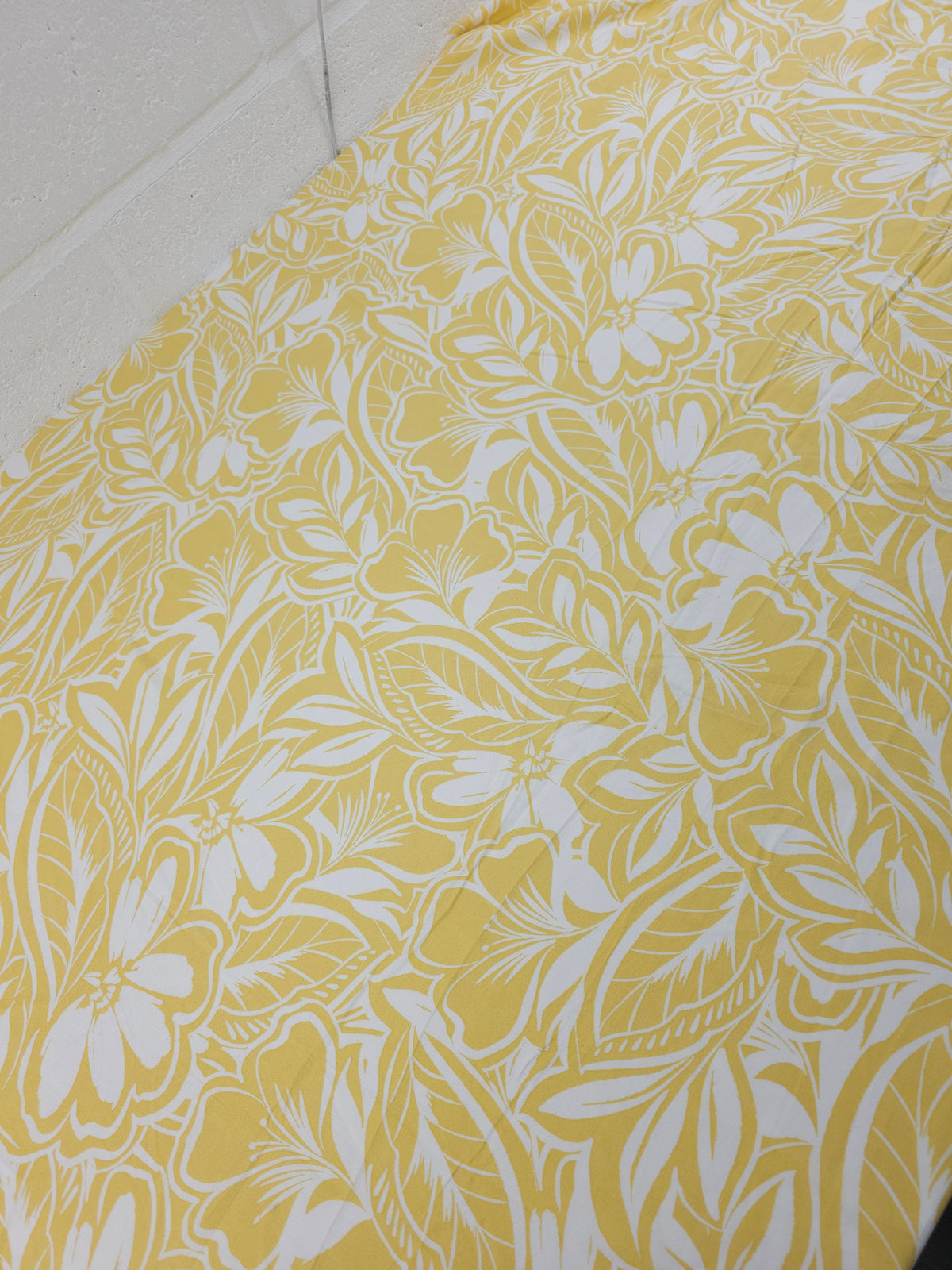 Soft Yellow Floral Leaf Field Viscose Challis