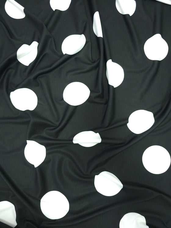 Black/White Large Polka Viscose Jersey