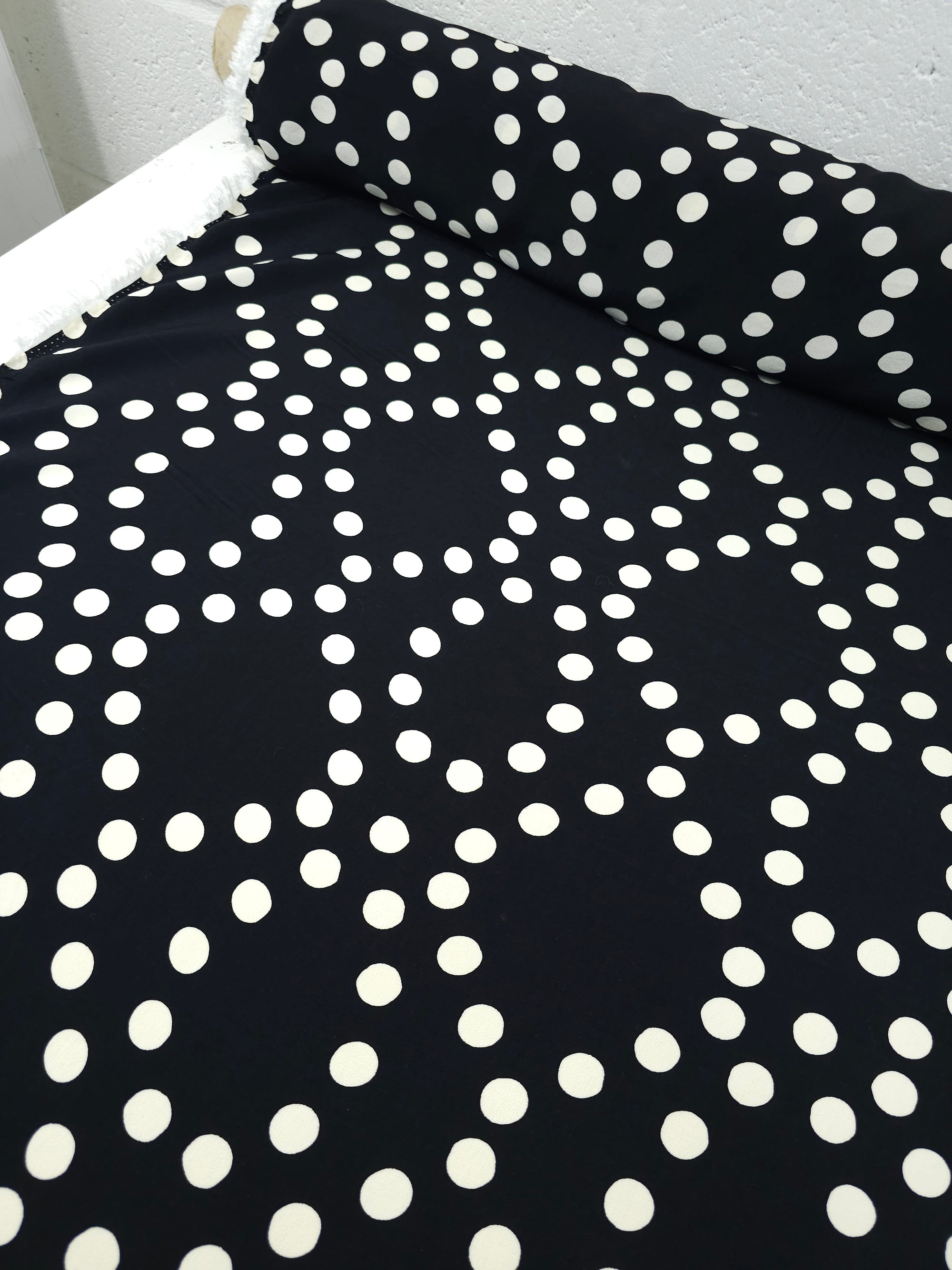 Black/Off White Opal Polka Spot Viscose Crepe
