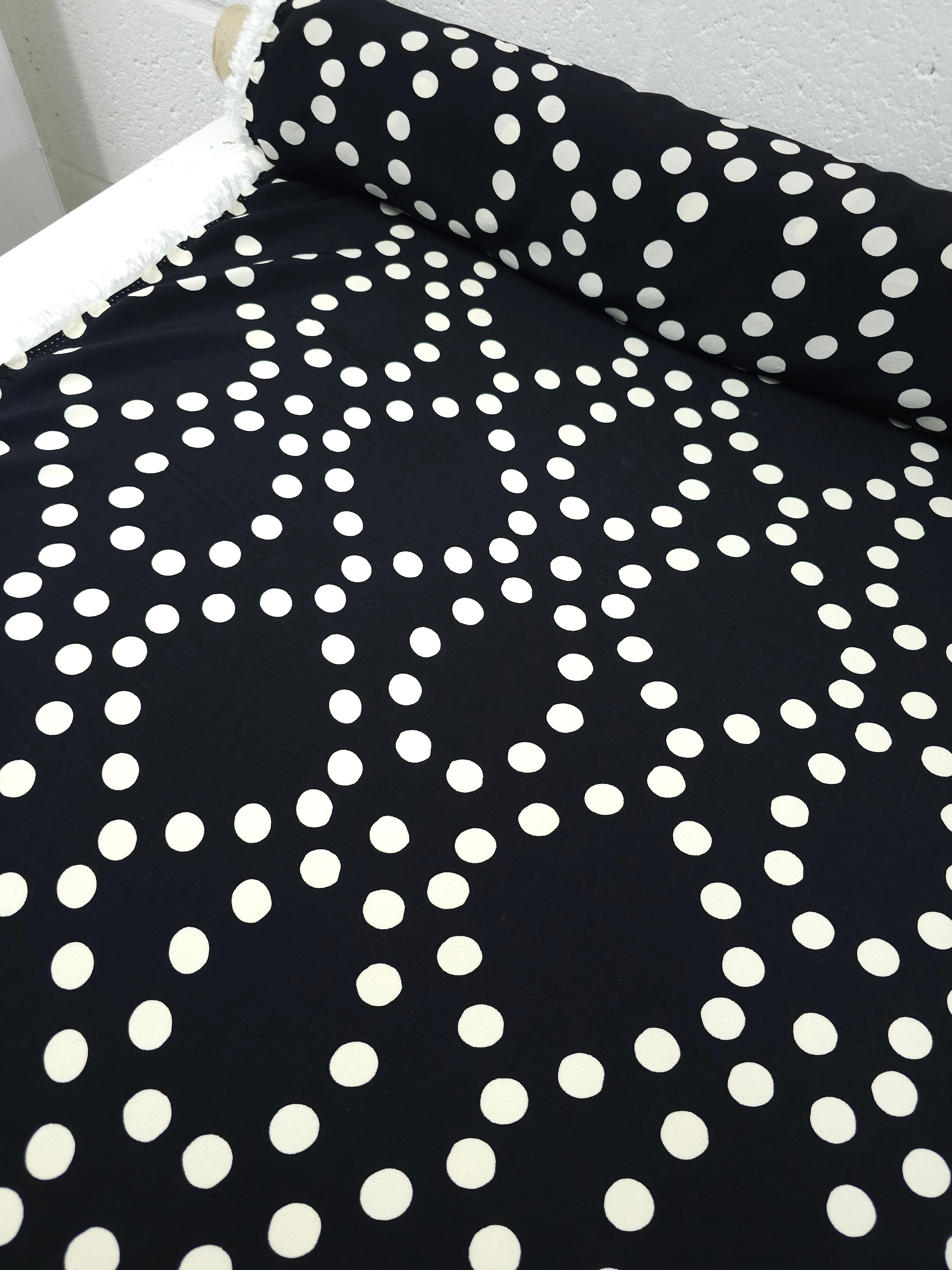 Black/Off White Opal Polka Spot Viscose Crepe