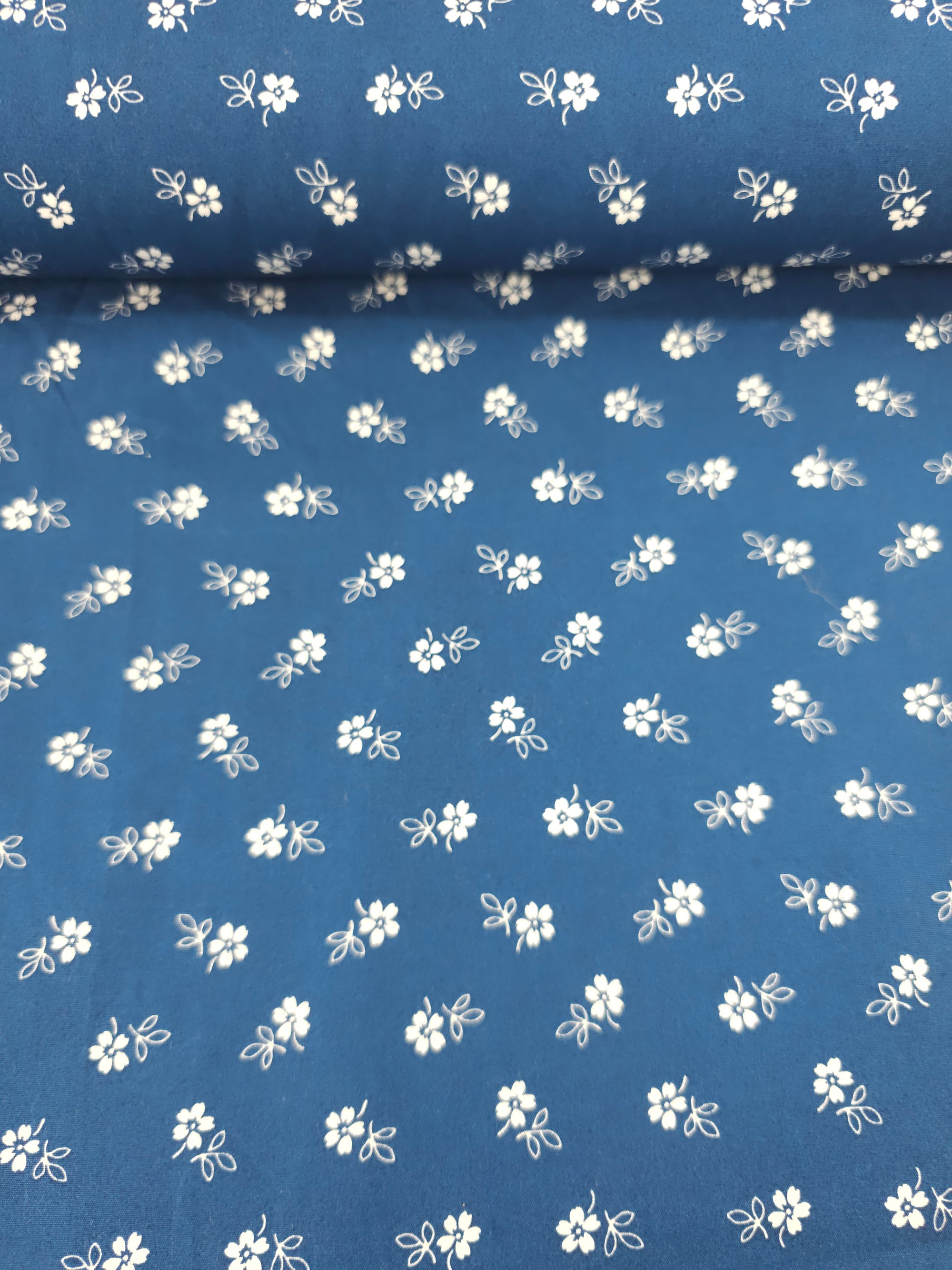 Admiral Blue Small Flower 100% Cotton