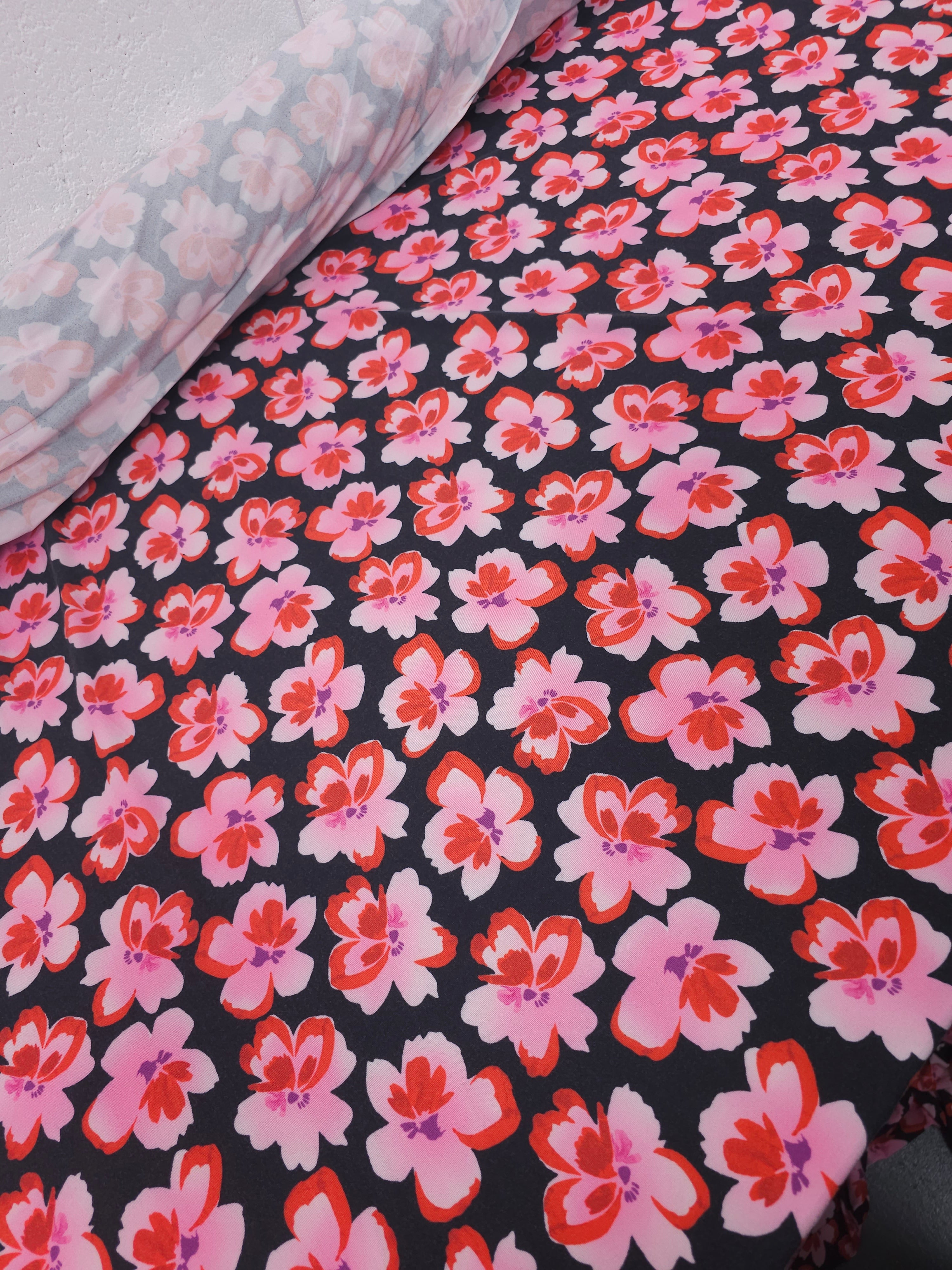 Red/Pink Floral Poly Jersey