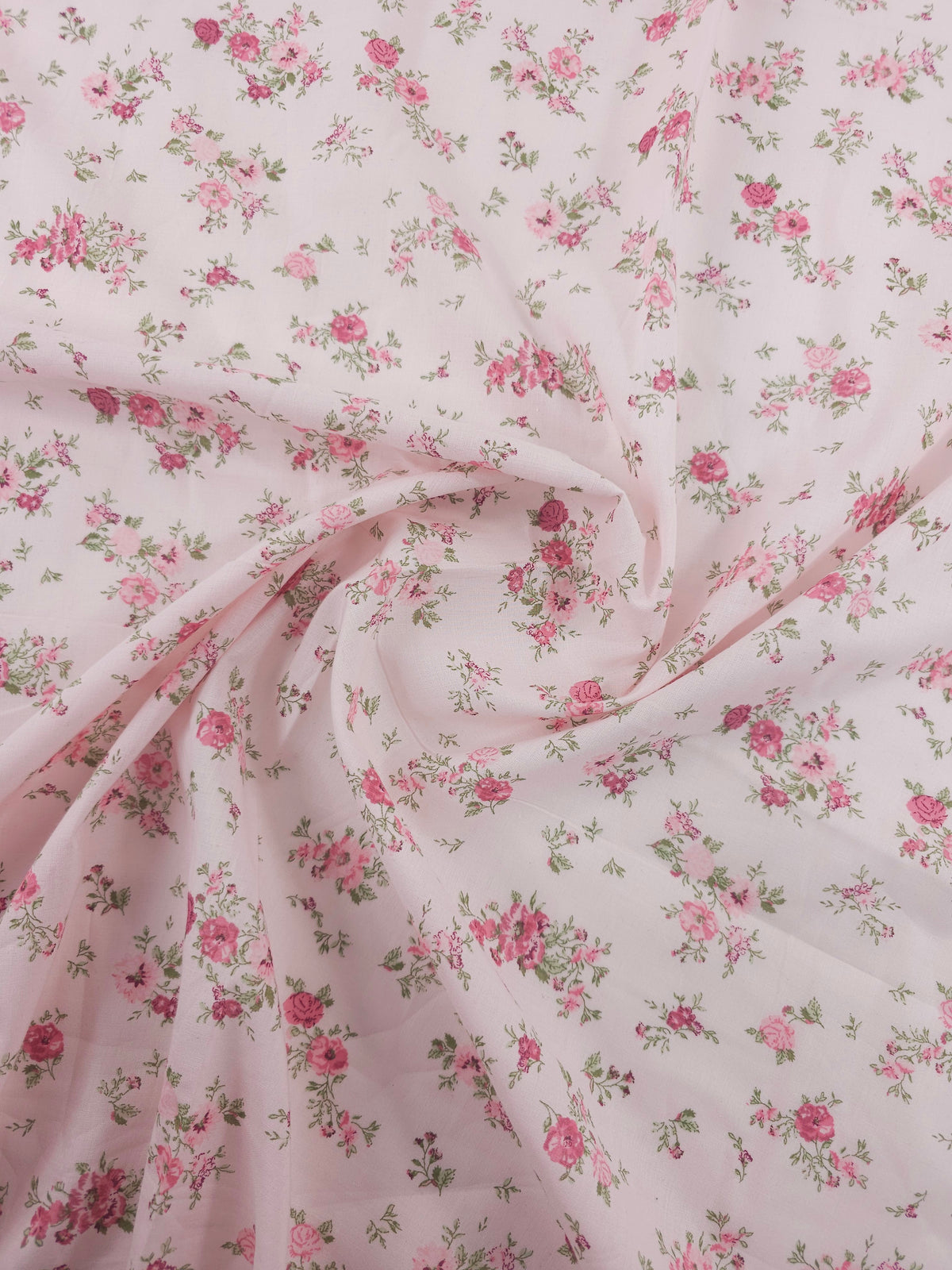 Pale Pink Vintage Rose Floral Lightweight Cotton