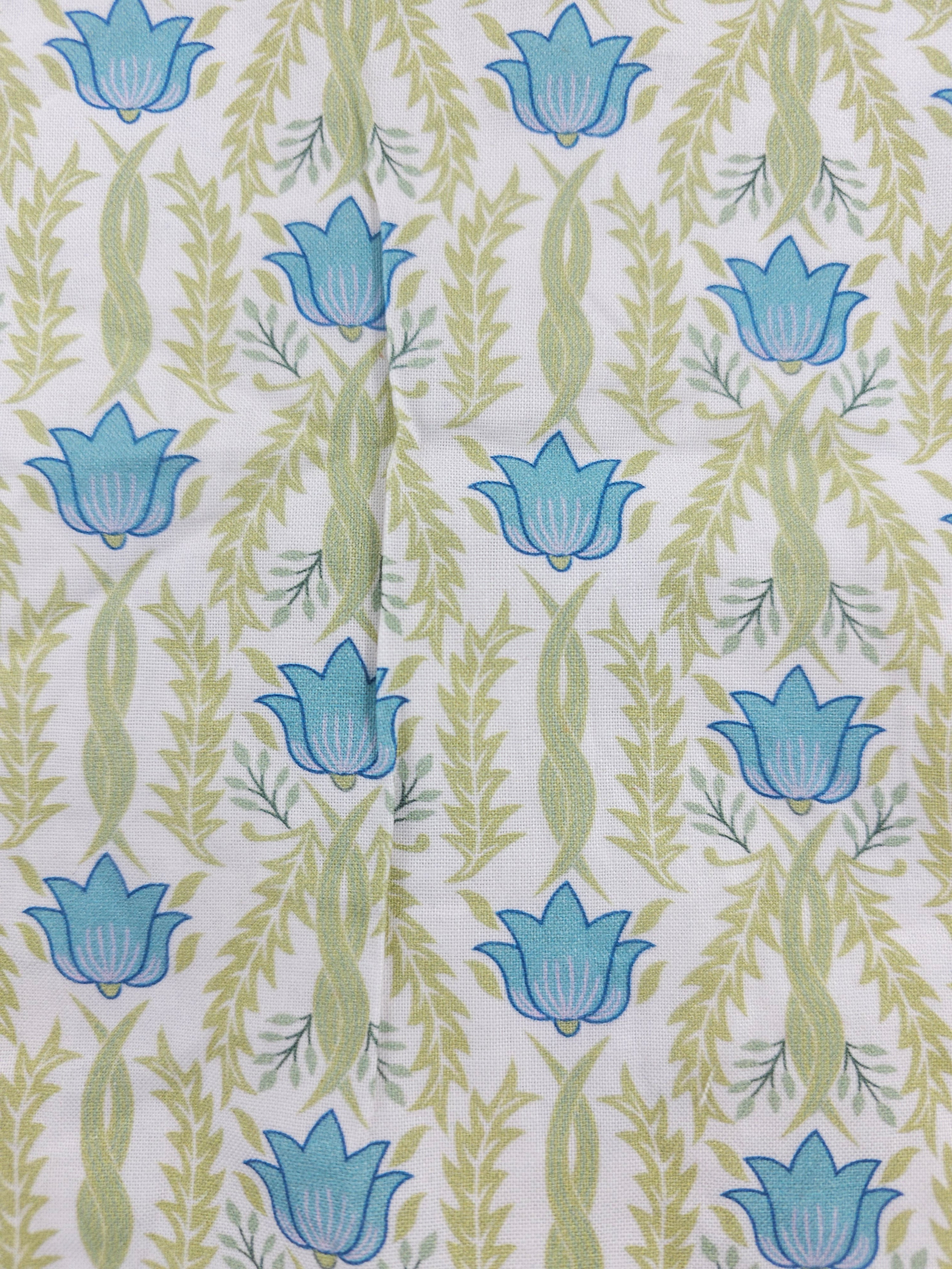 Light blue greent flower Cotton- 1.1m piece