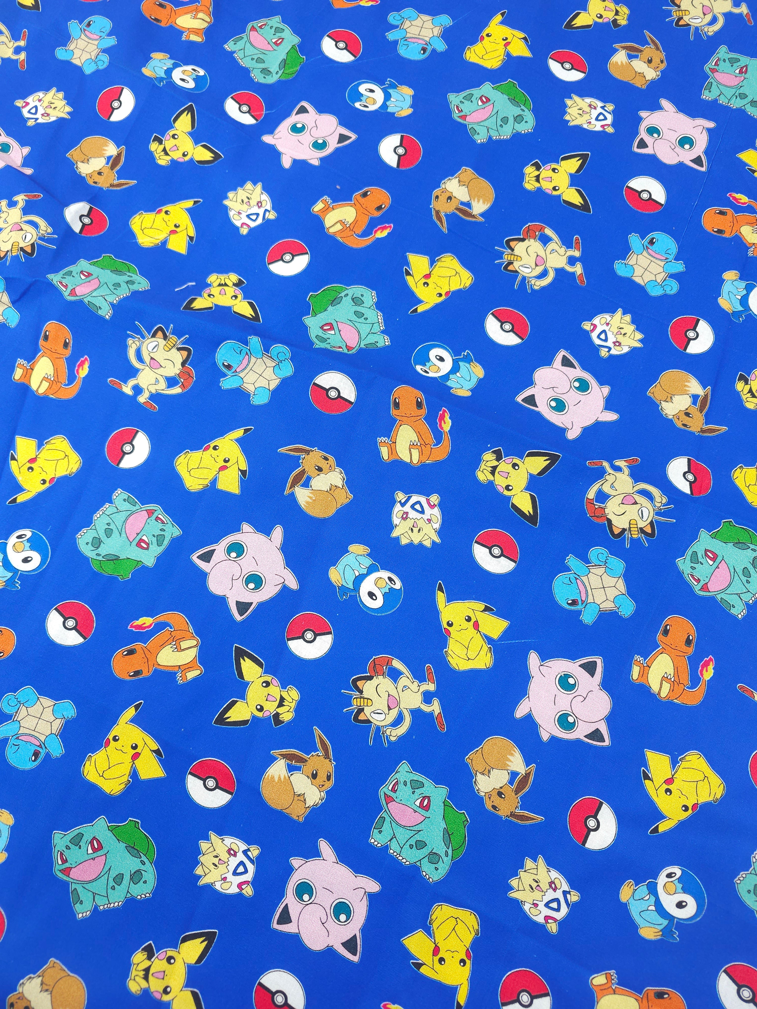 Blue Pokemon Cotton- 4.5m piece
