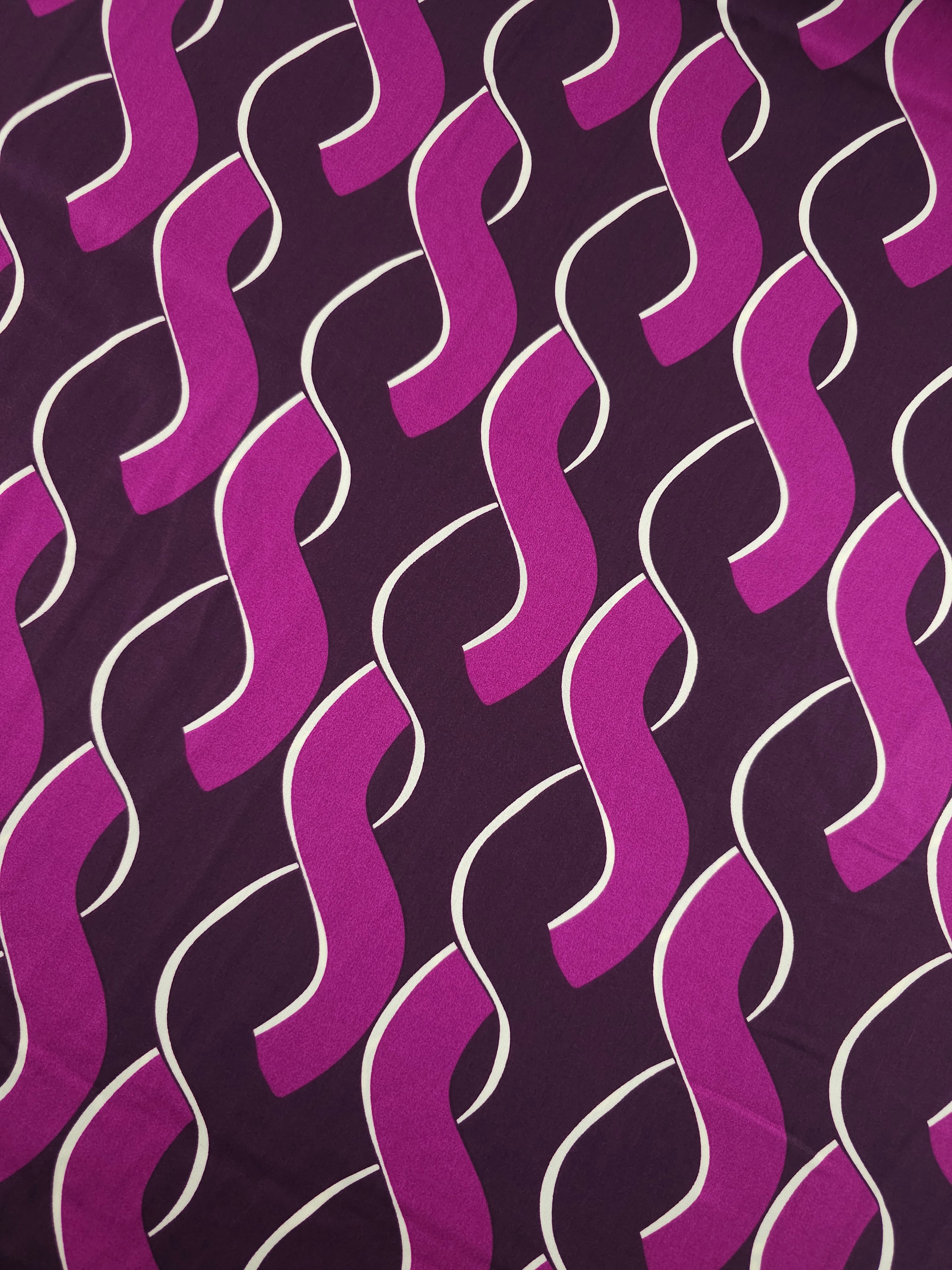Magenta/Grape Abstract Links Cotton Satin 55"