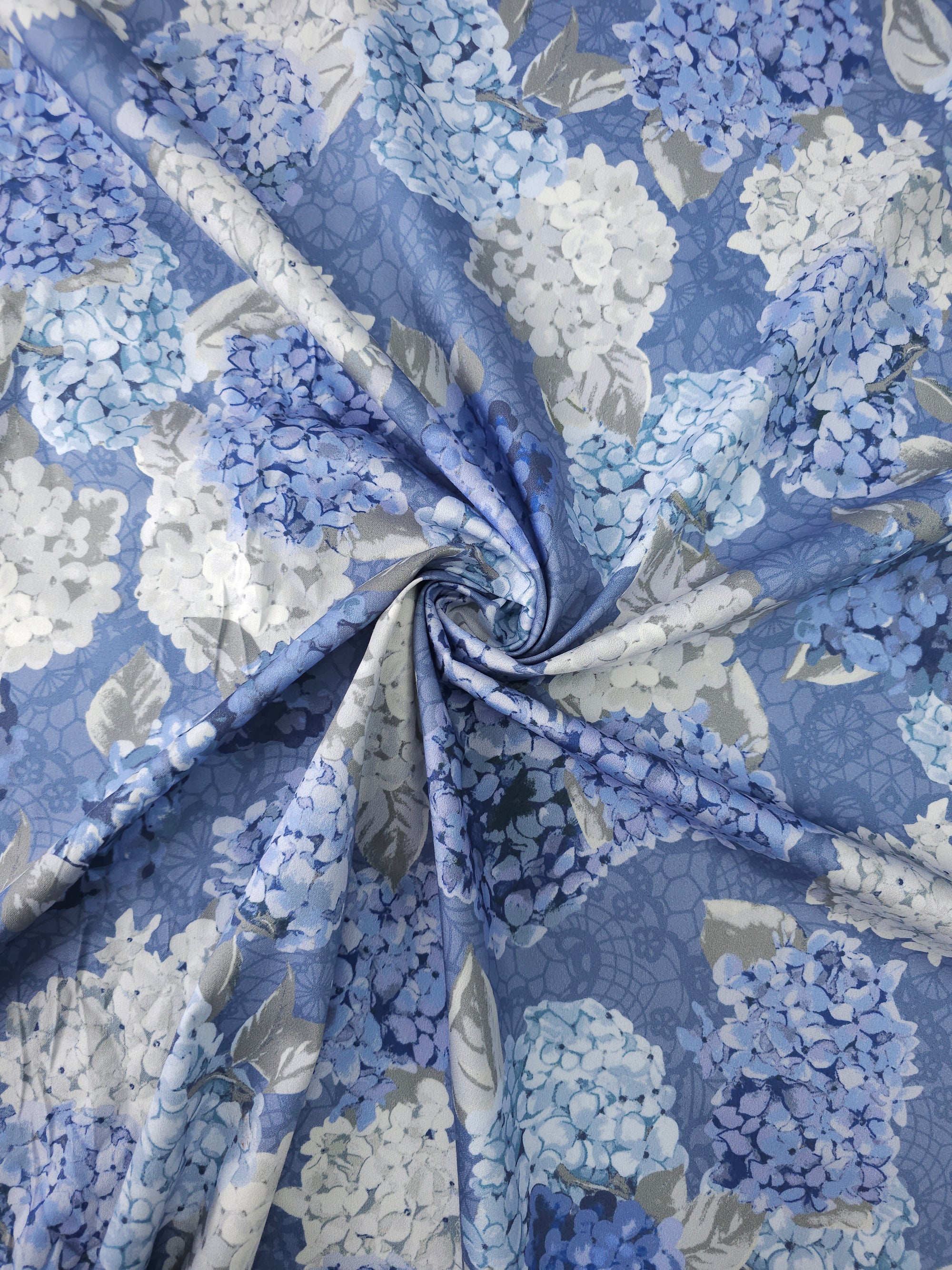Powder Blue Hydrangea Cotton Sateen