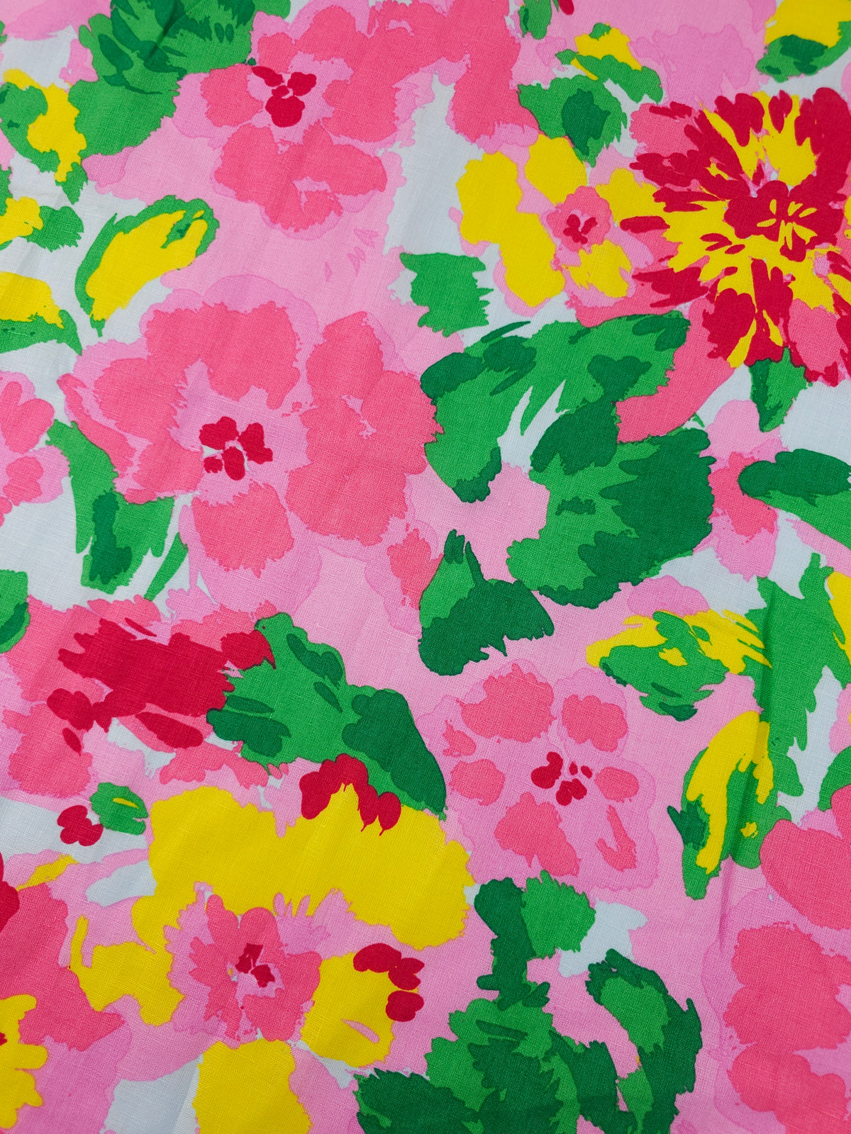 Pink/Yellow Floral Burst Linen
