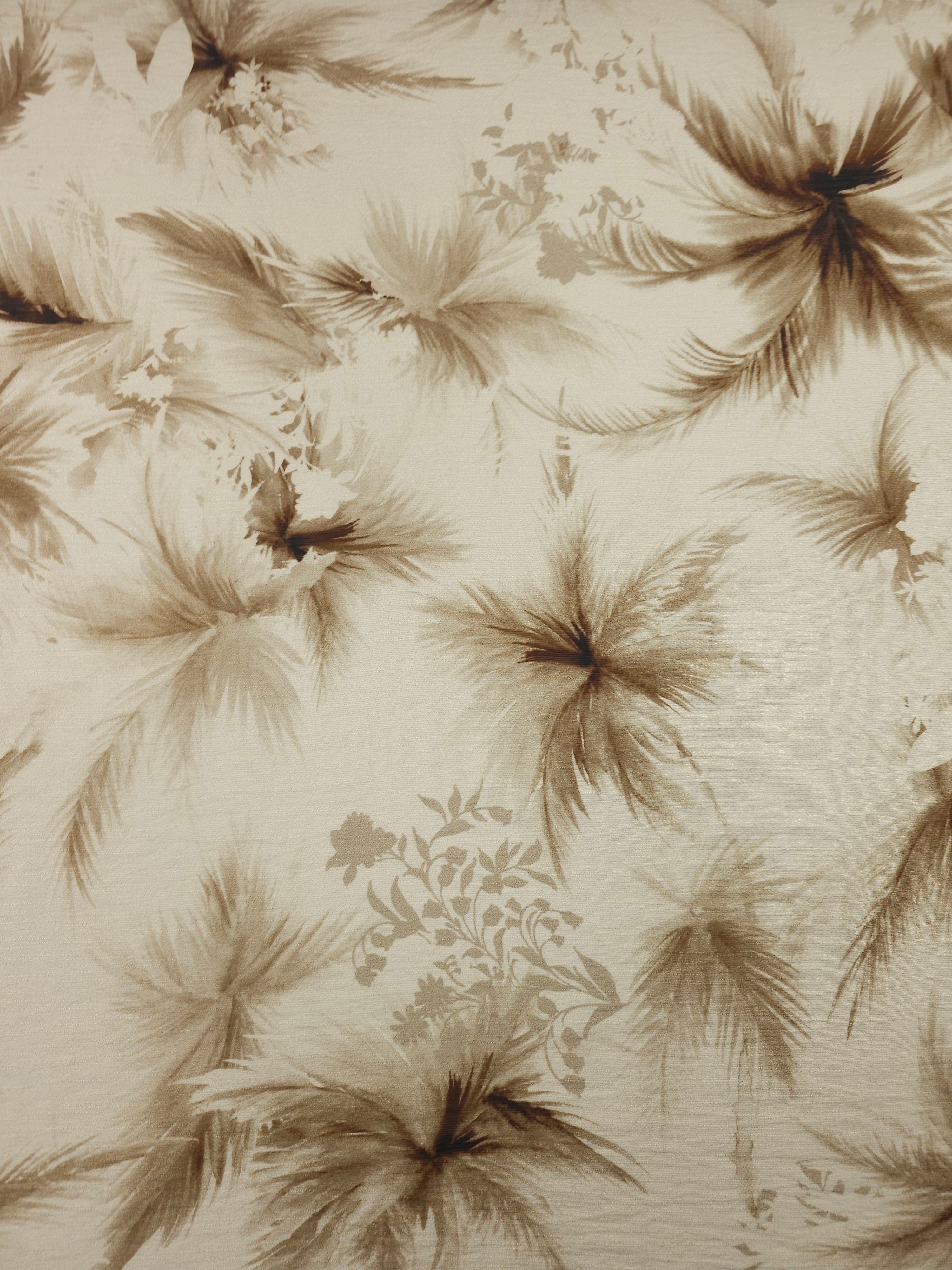 Beige/Brown Pampas Flower Crinkle Viscose