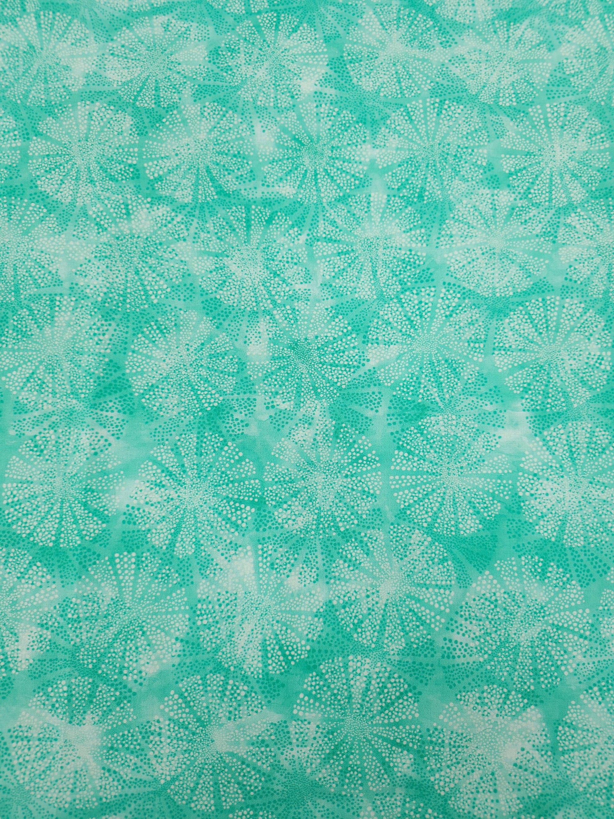 Minty Turquoise Dotty Fan Spiral 100% Cotton