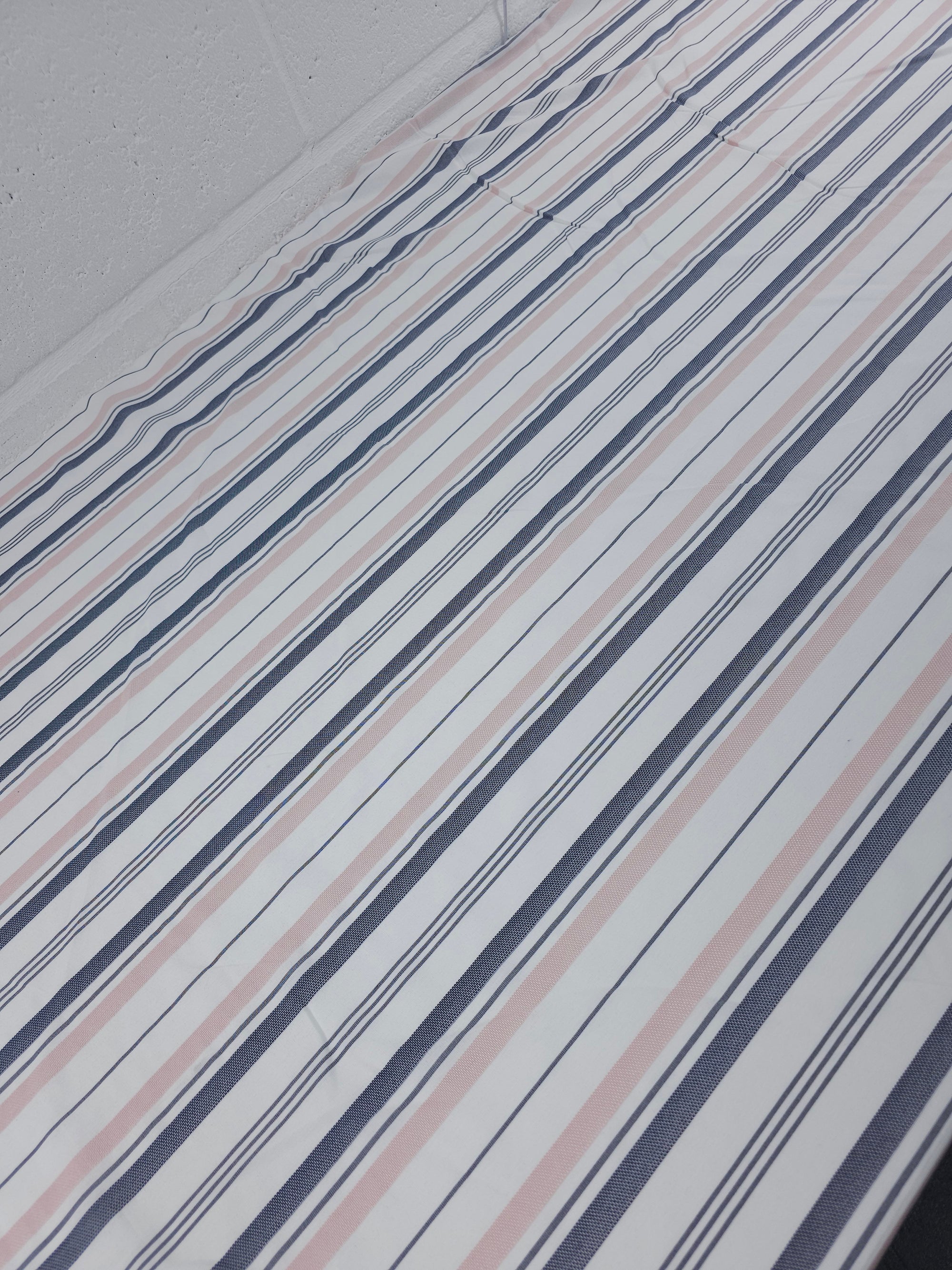 Baby Pink/Navy Irregular Stripe Lightweight Cotton