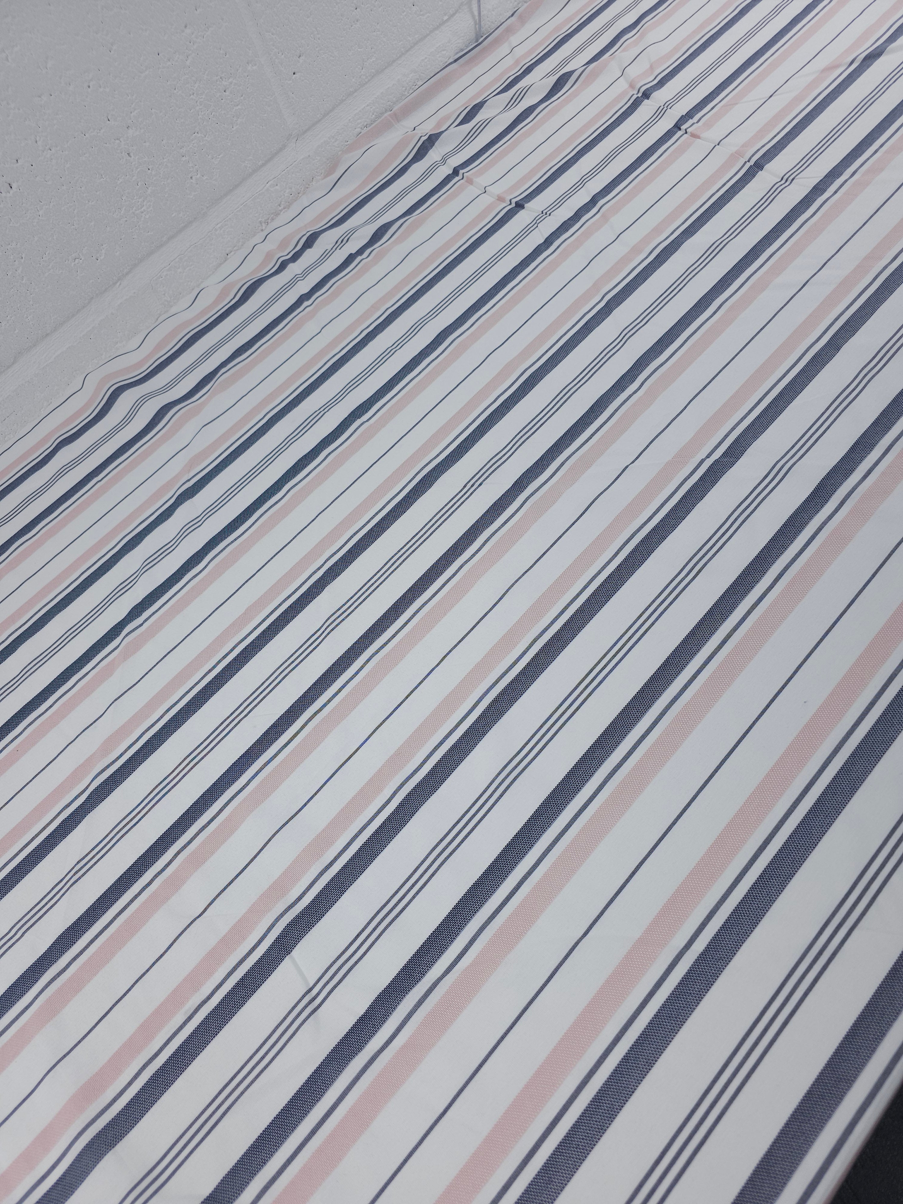 Baby Pink/Navy Irregular Stripe Lightweight Cotton