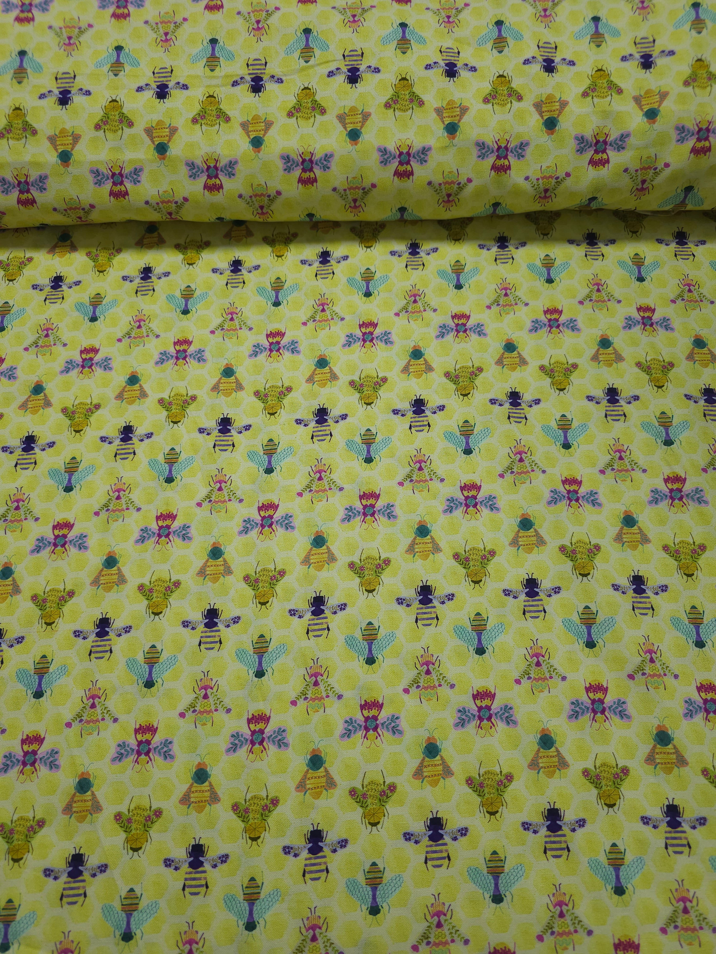 Yellow Honey Bees 100% Cotton